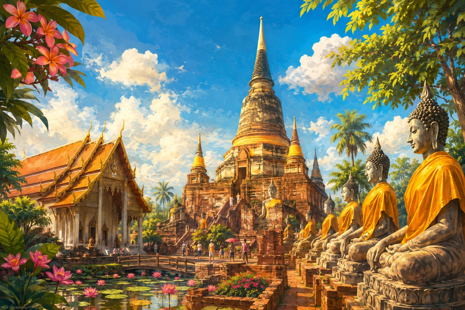 Large chedi and reclining Buddha at Wat Yai Chai Mongkhon