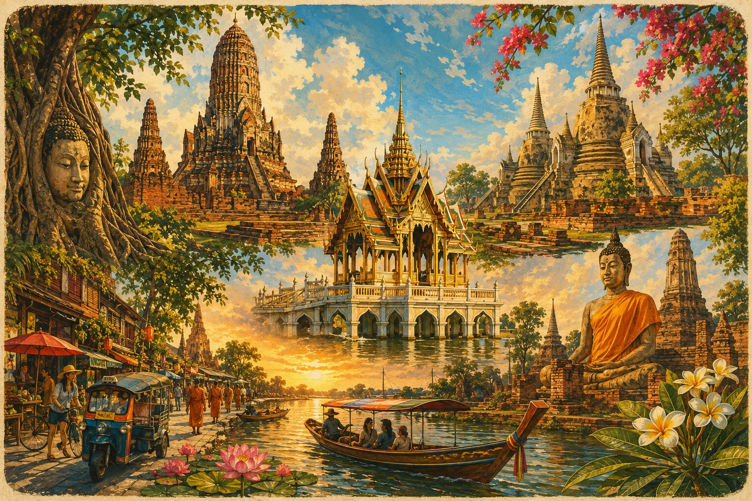 Illustrated classic Ayutthaya temple route