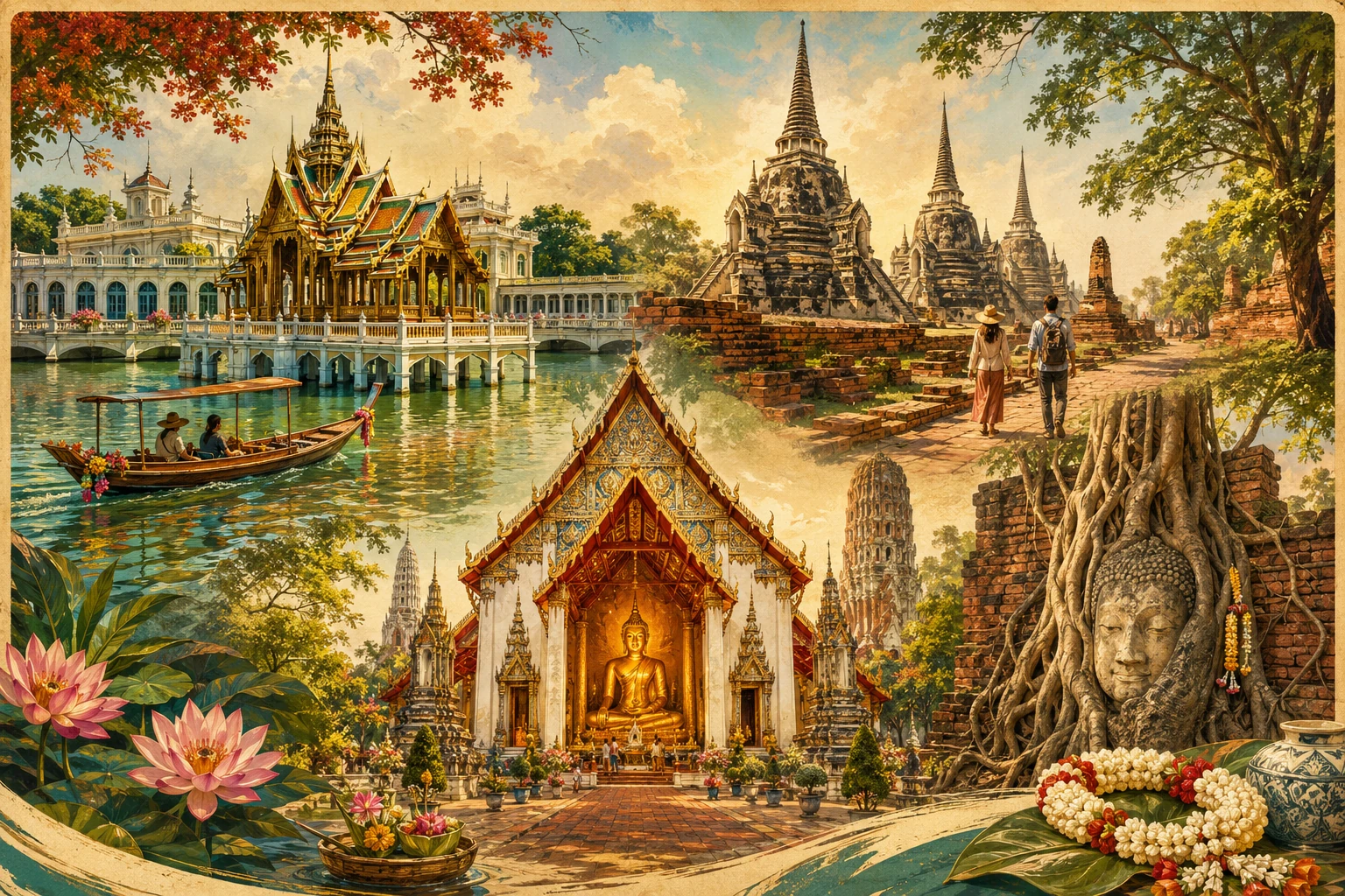 Illustrated route from Ayutthaya to Bang Pa-In Palace