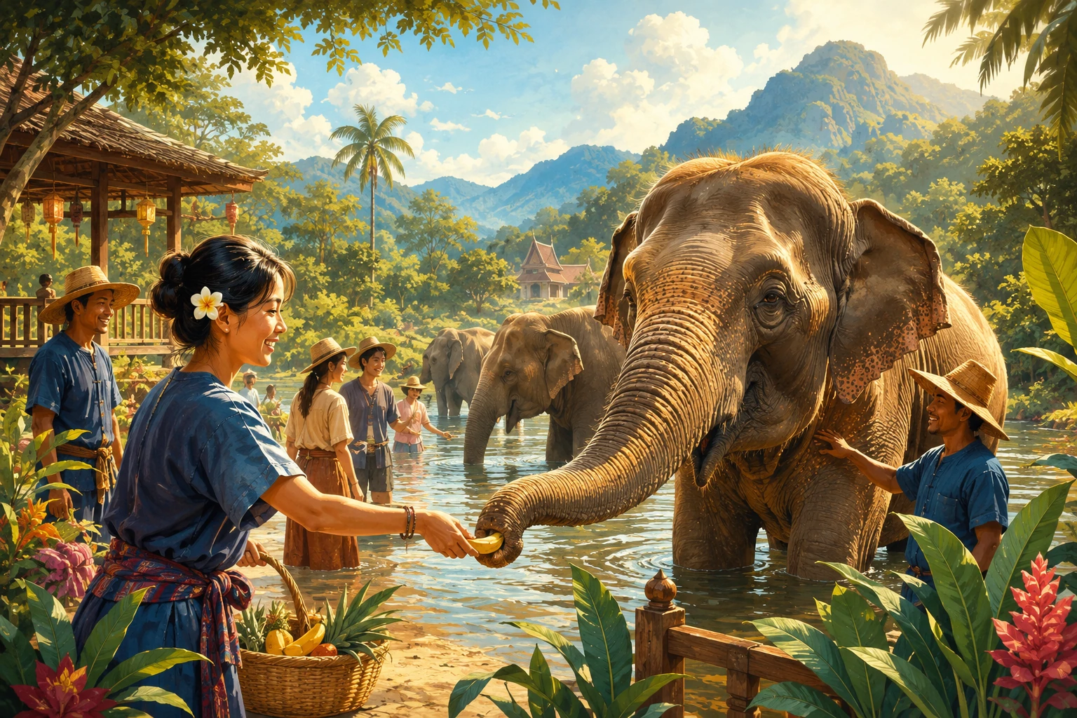 Ethical elephant sanctuary experience near Kanchanaburi