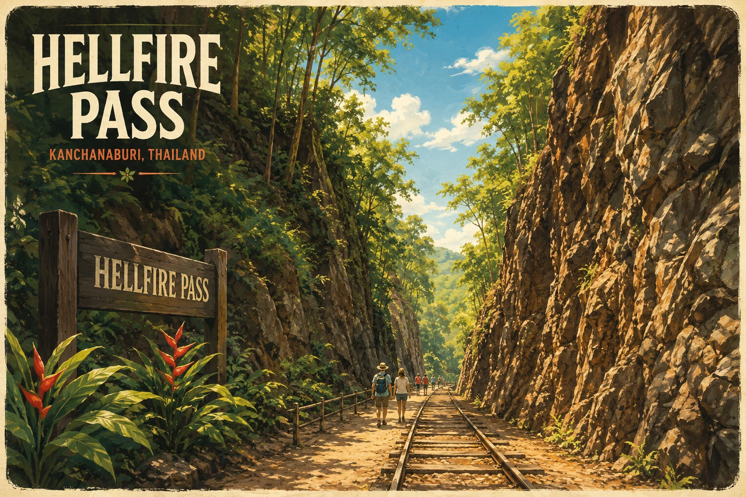 Memorial cutting and trail at Hellfire Pass