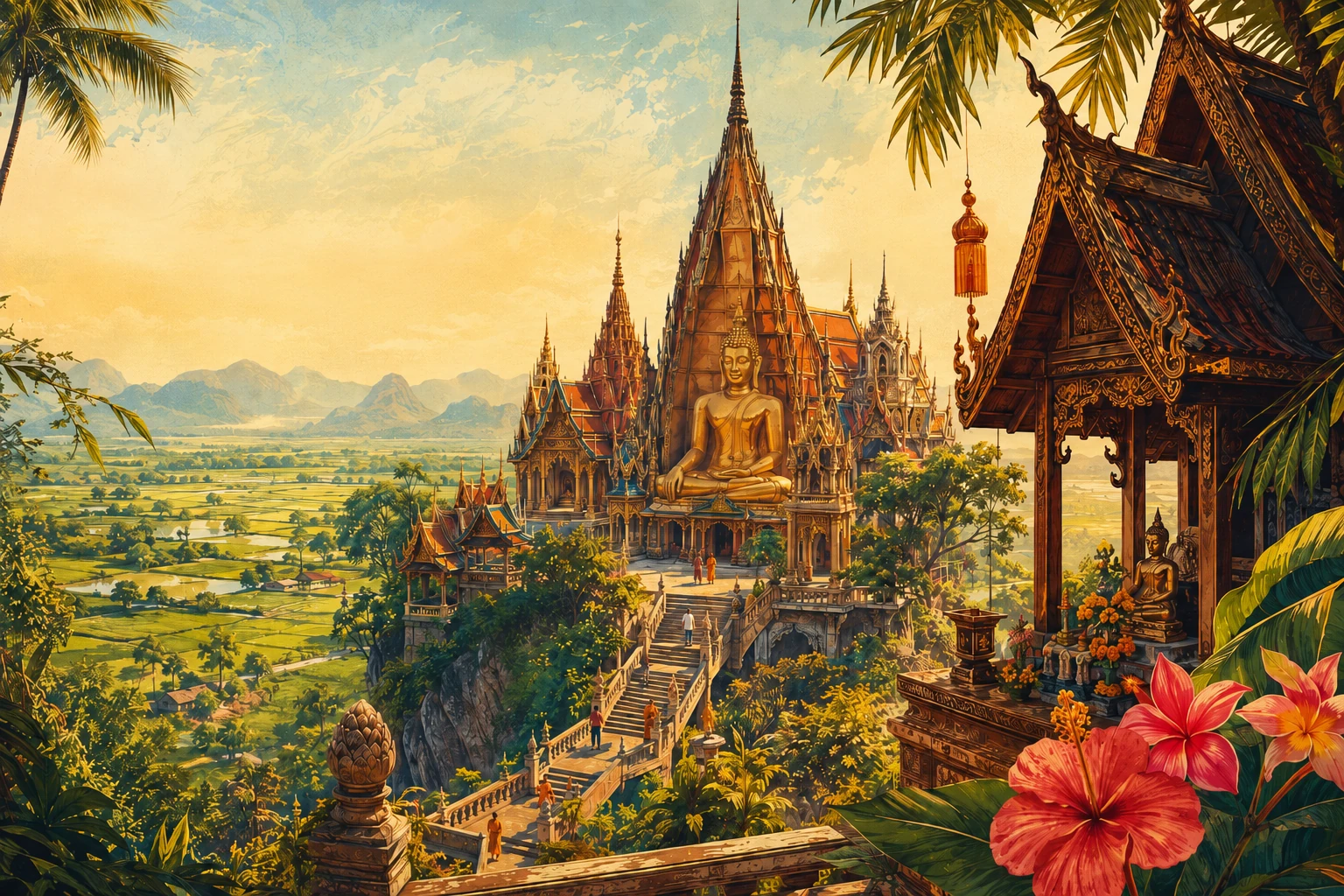 Hilltop Wat Tham Sua temple near Kanchanaburi