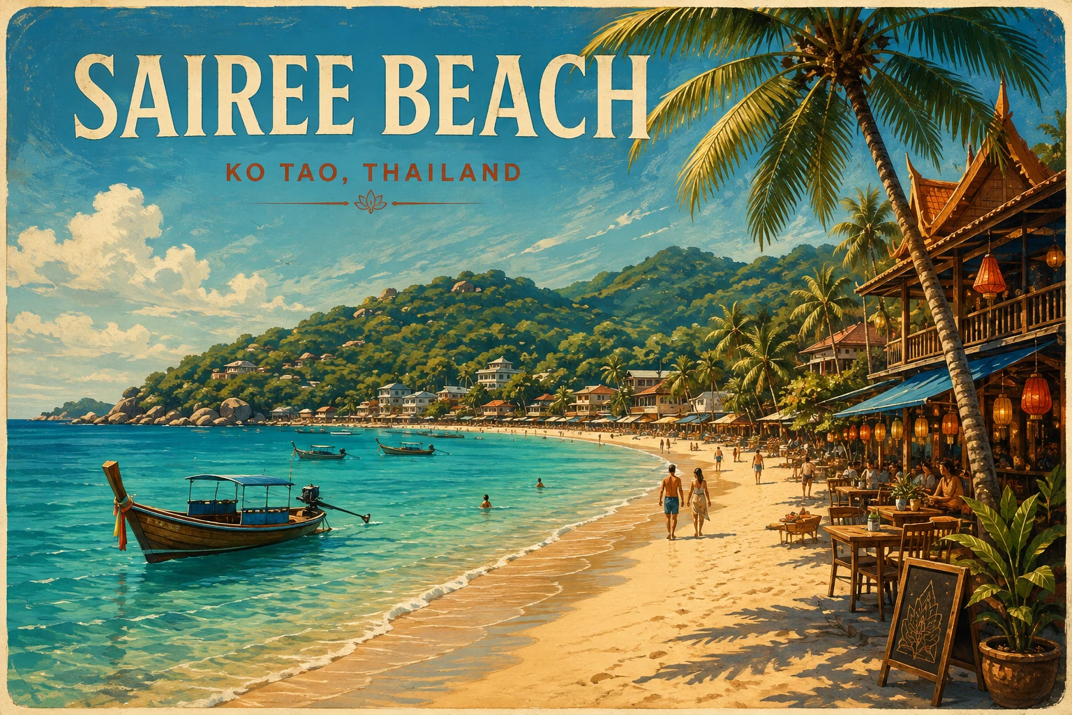 Sairee Beach at sunset on Ko Tao