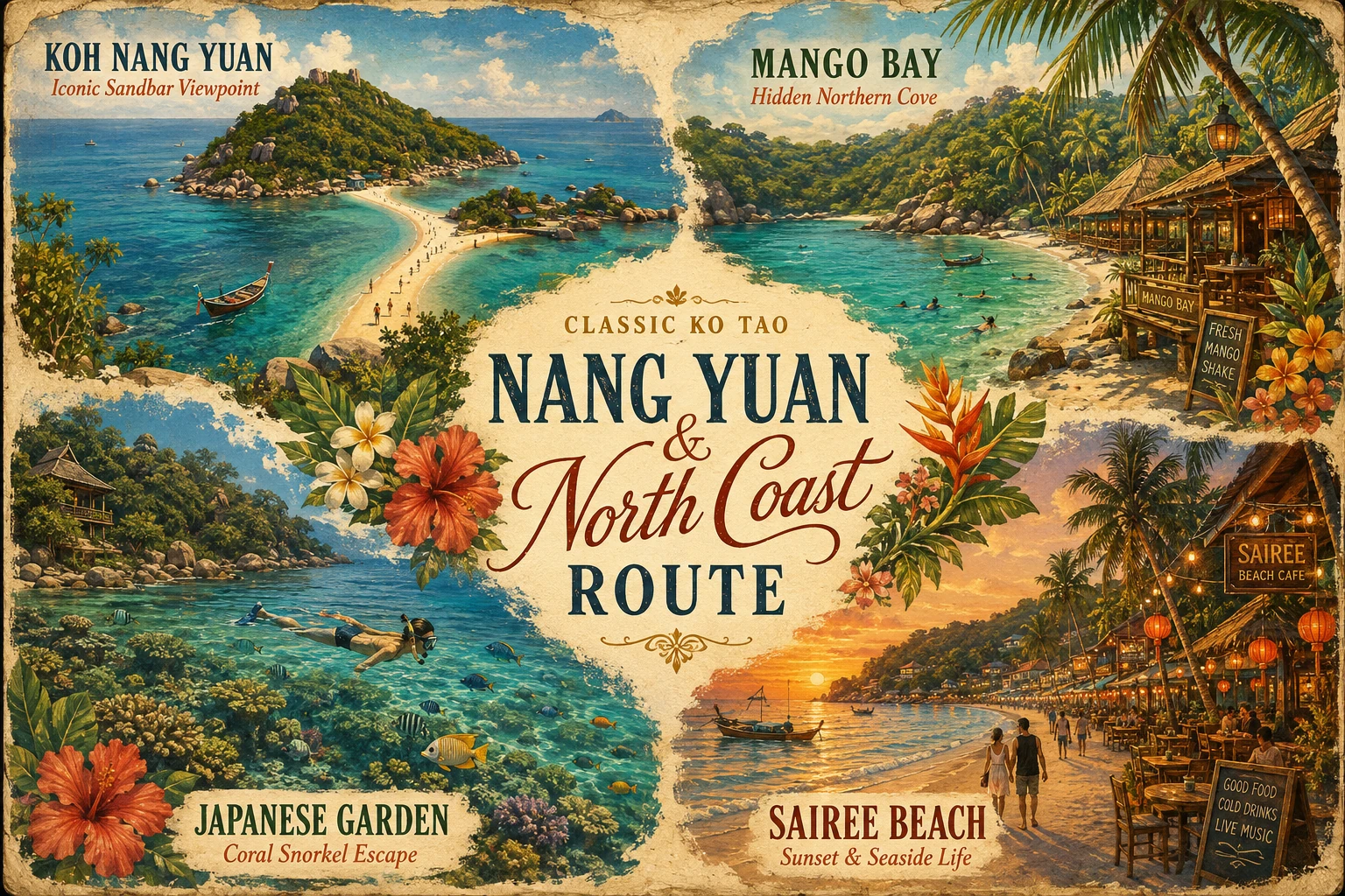 Illustrated Nang Yuan and north Ko Tao route