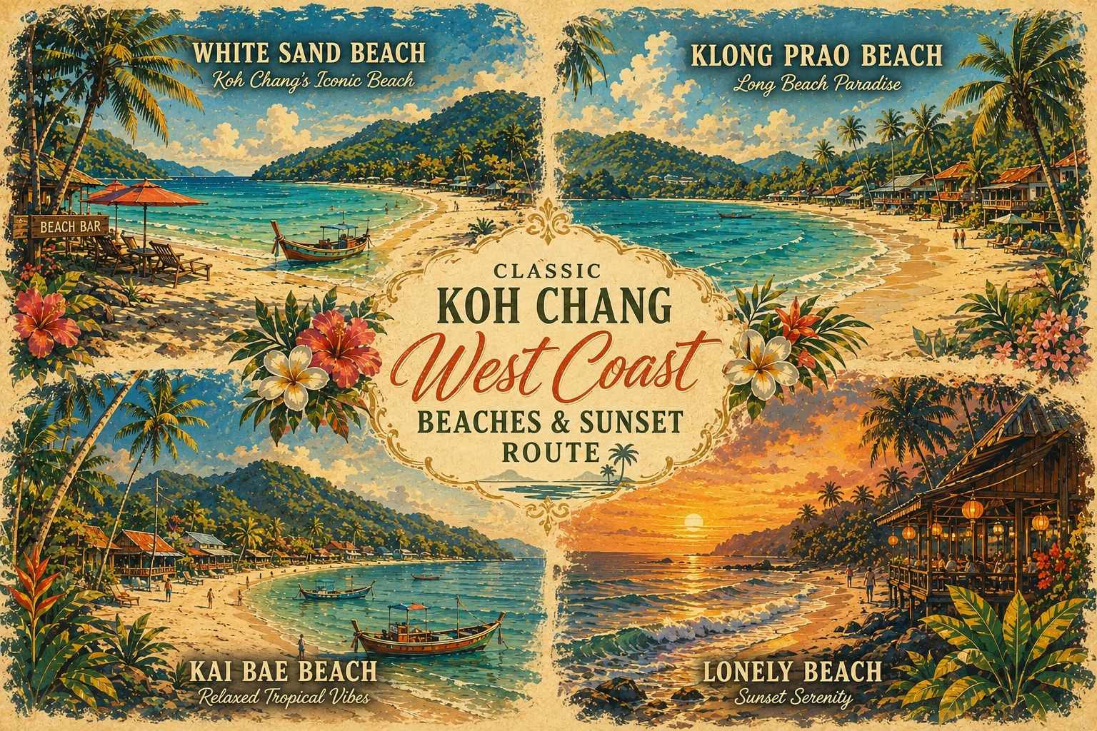 Illustrated Koh Chang west coast beach route