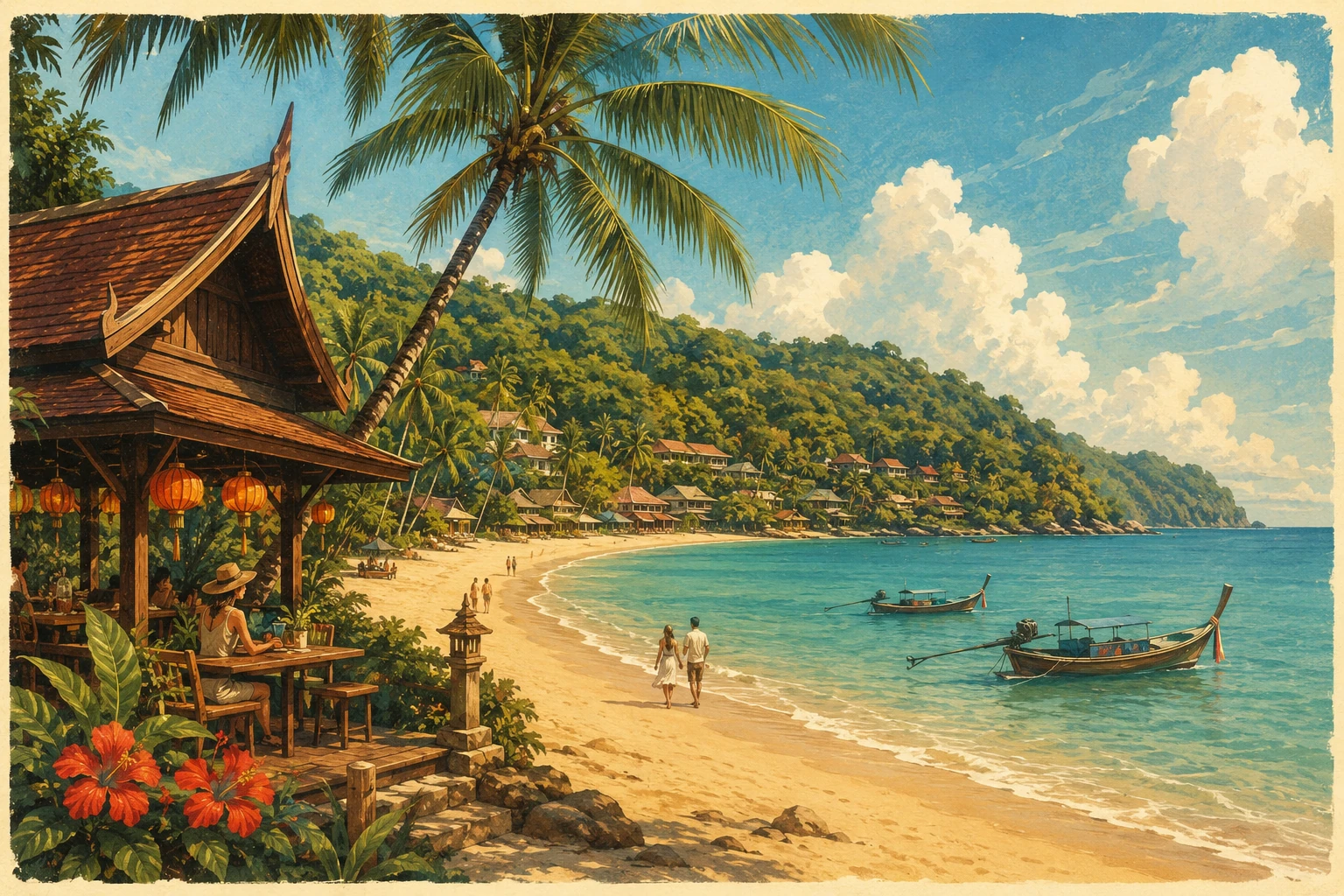 Sunset and beach life at Khlong Nin on Koh Lanta