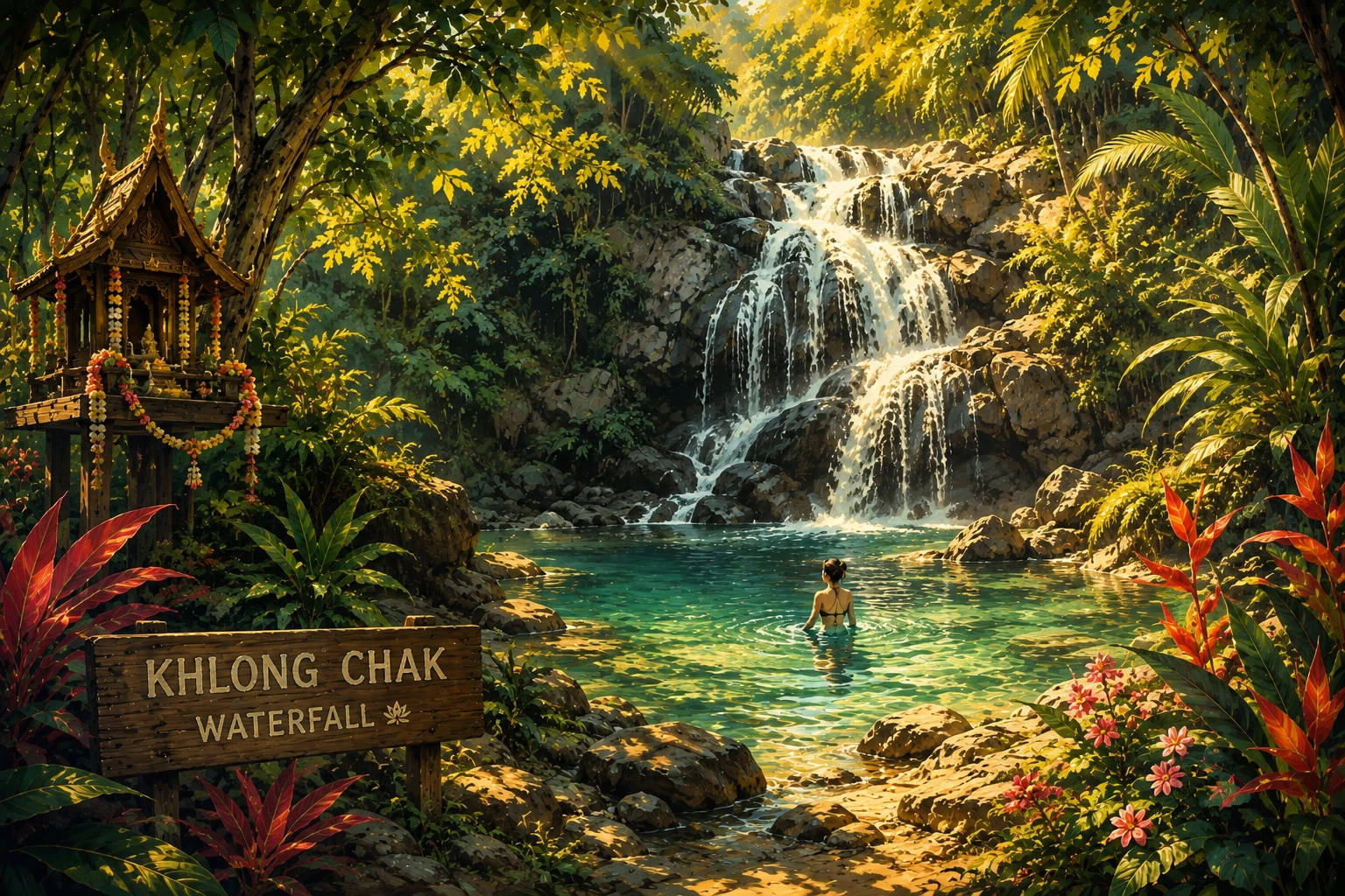 Forest path and Khlong Chak Waterfall on Koh Lanta