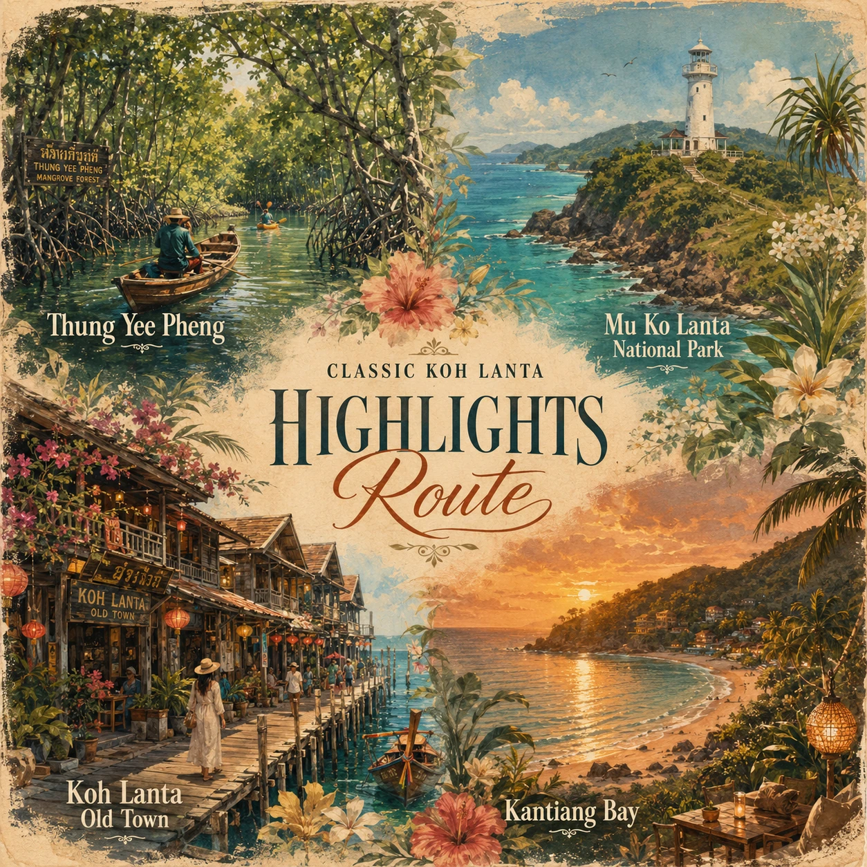 Illustrated classic Koh Lanta highlights route