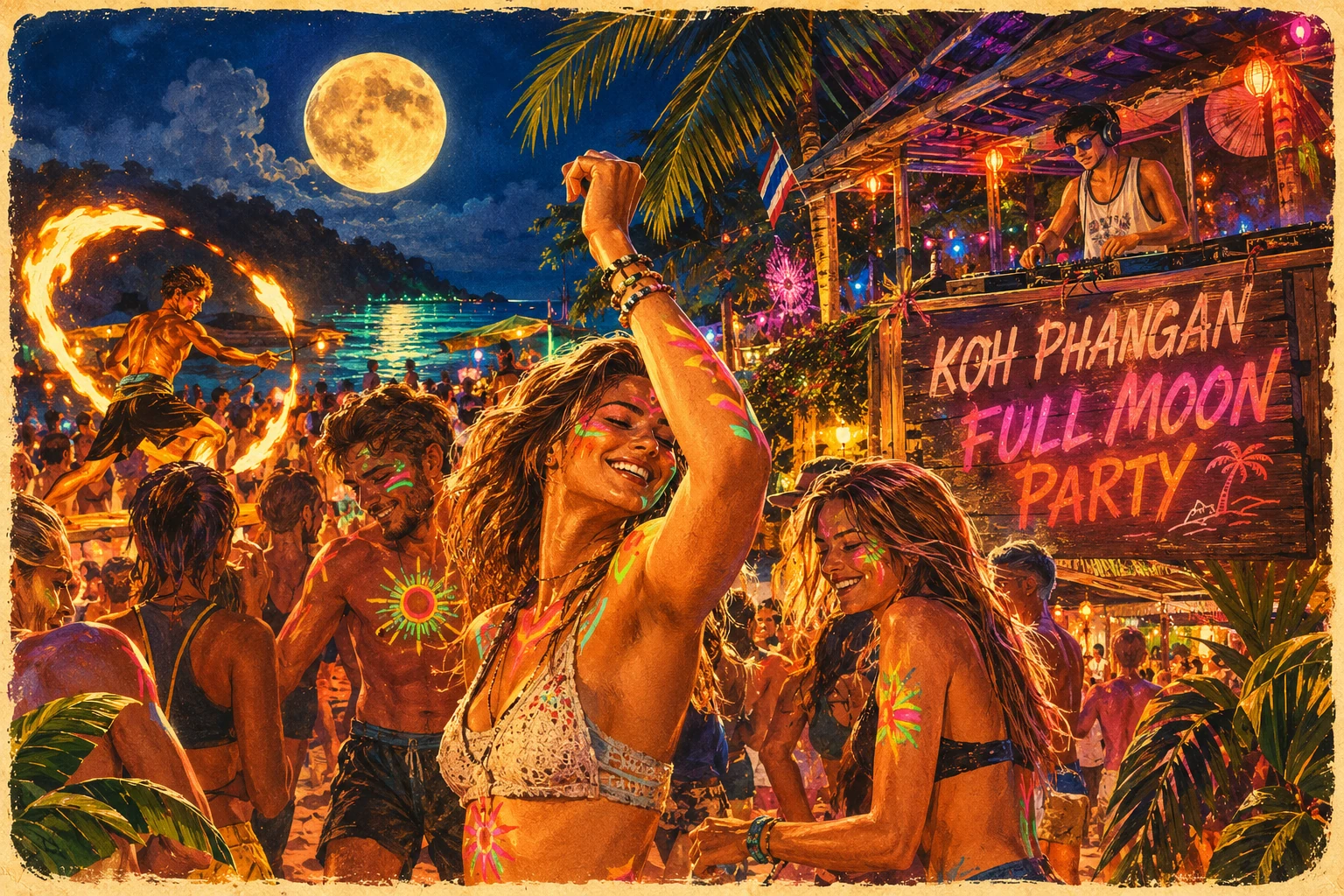 Full Moon Party on Haad Rin Beach