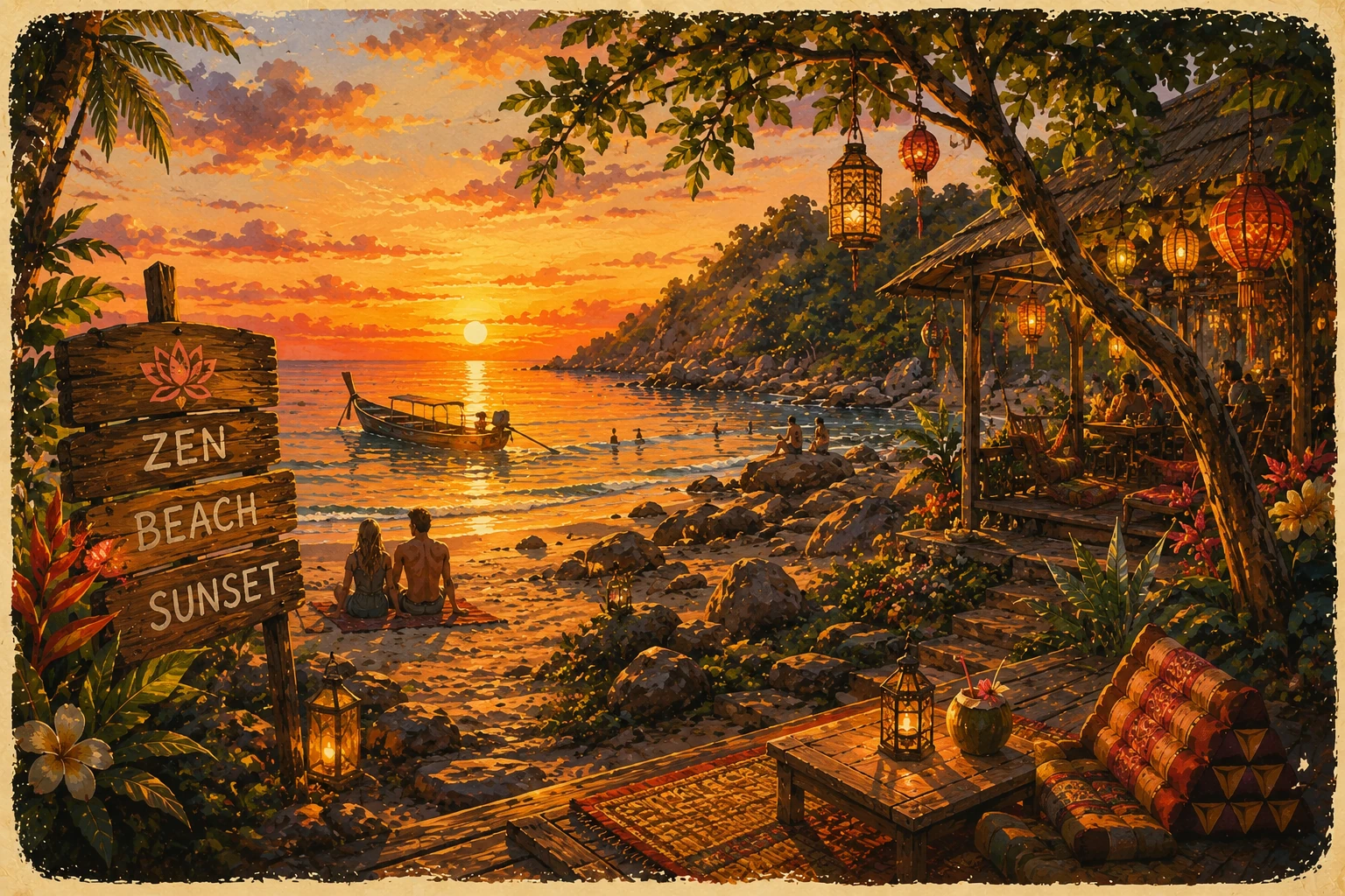 Sunset gathering at Zen Beach