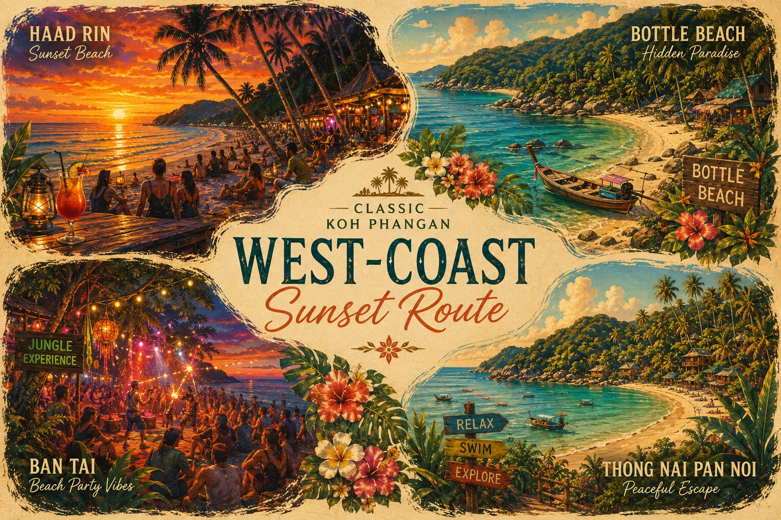 Illustrated south Koh Phangan route