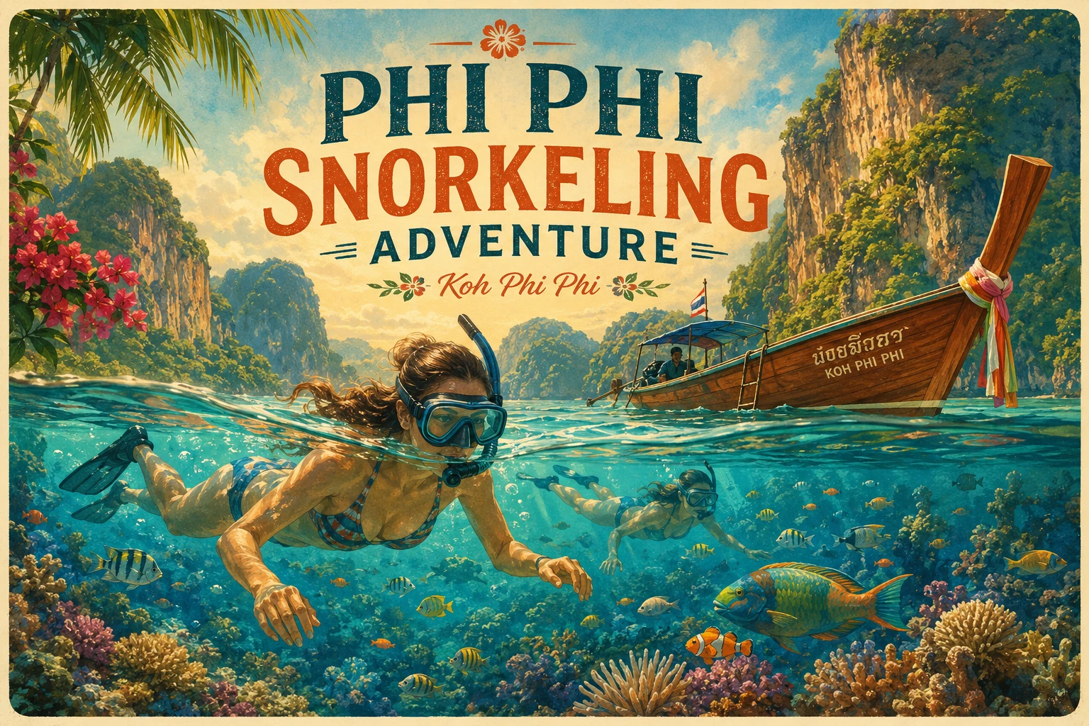 Snorkelers exploring reefs around Koh Phi Phi