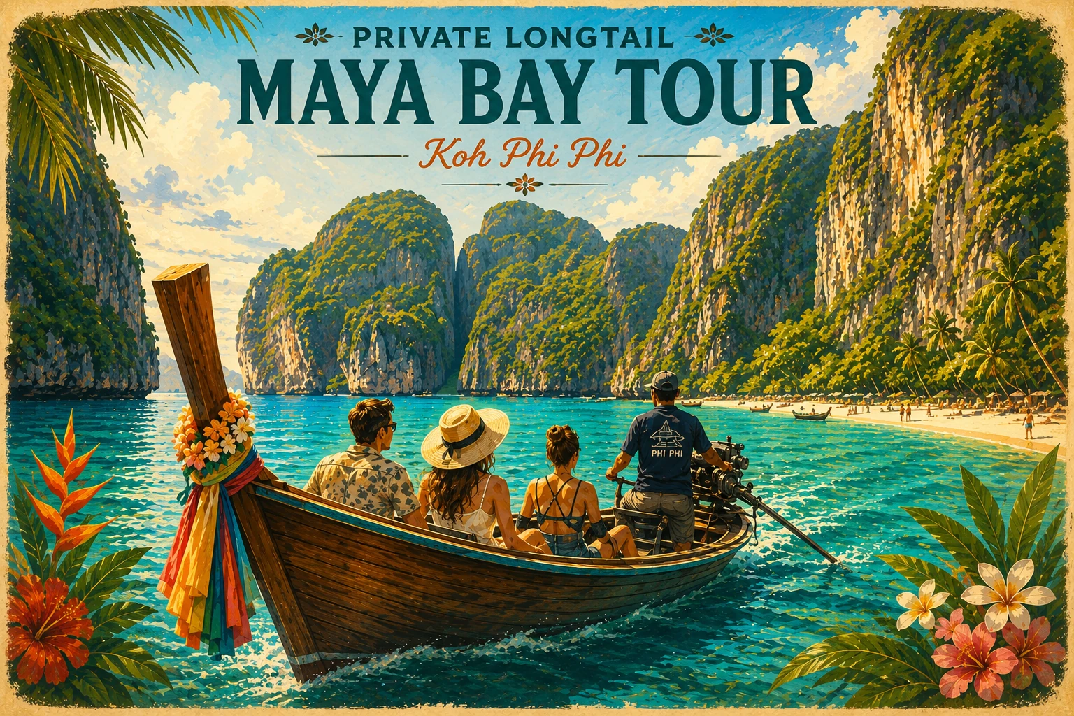 Private longtail boat near Maya Bay
