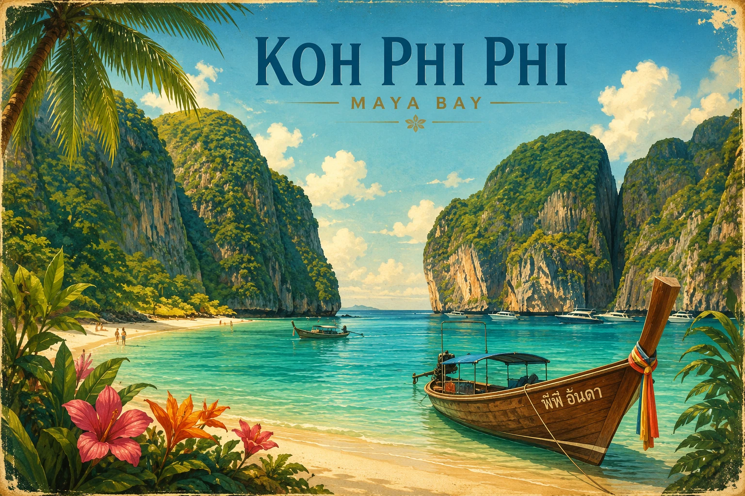 Maya Bay enclosed by limestone cliffs
