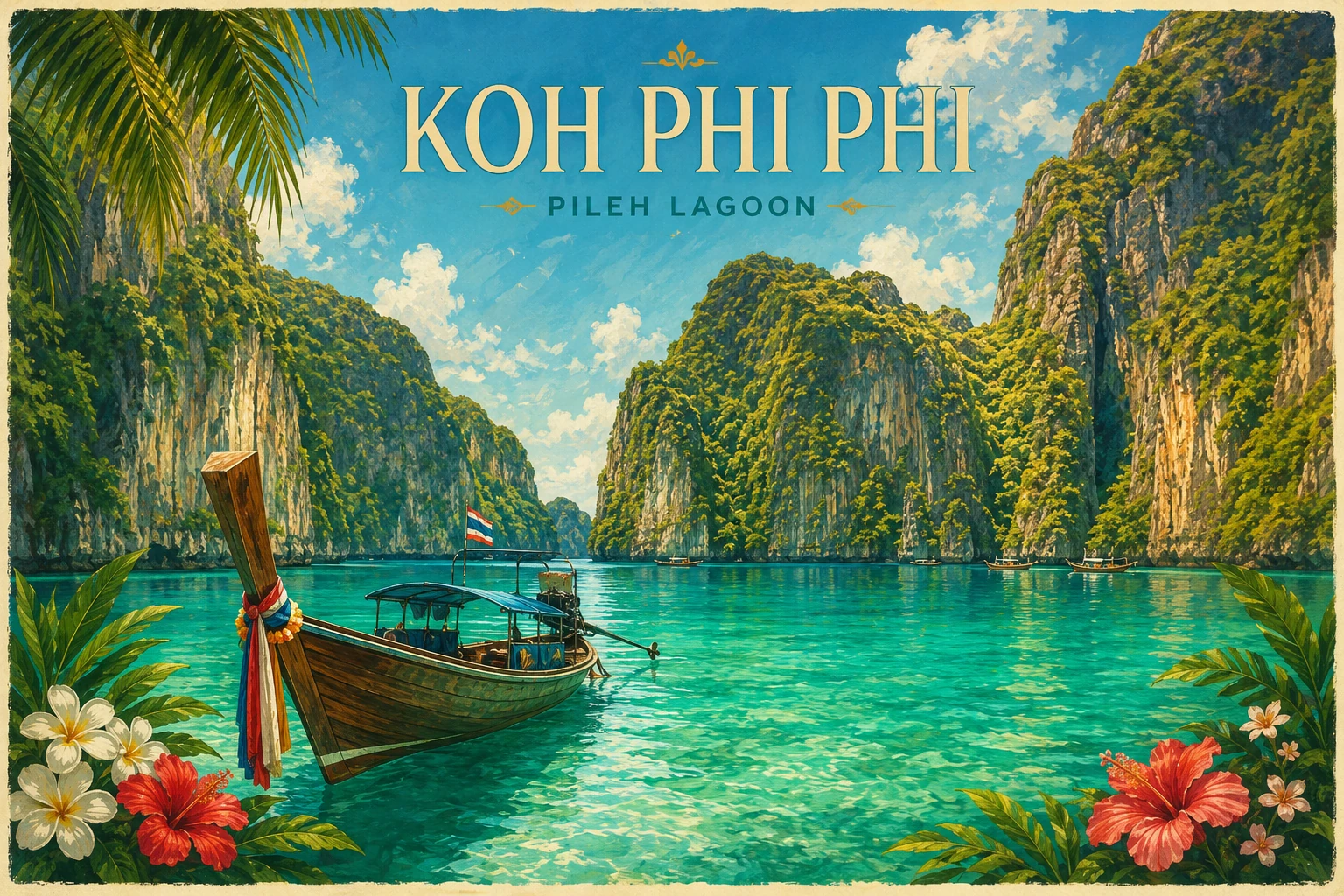 Longtail boats in Pileh Lagoon