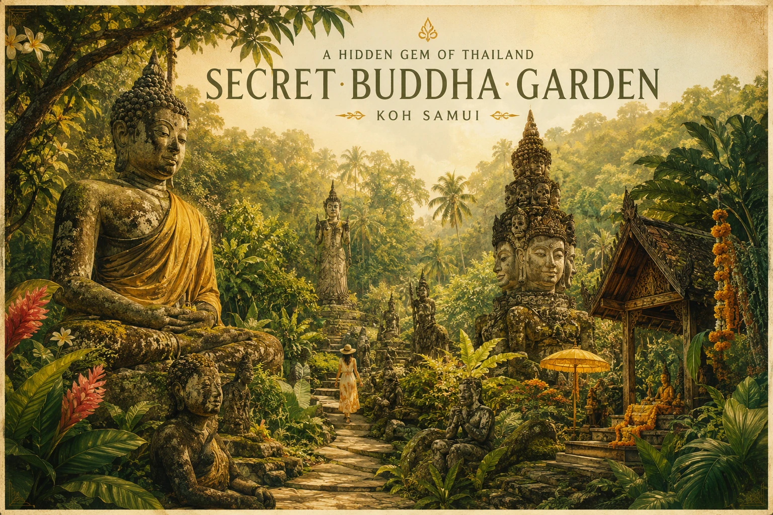 Stone statues in Secret Buddha Garden