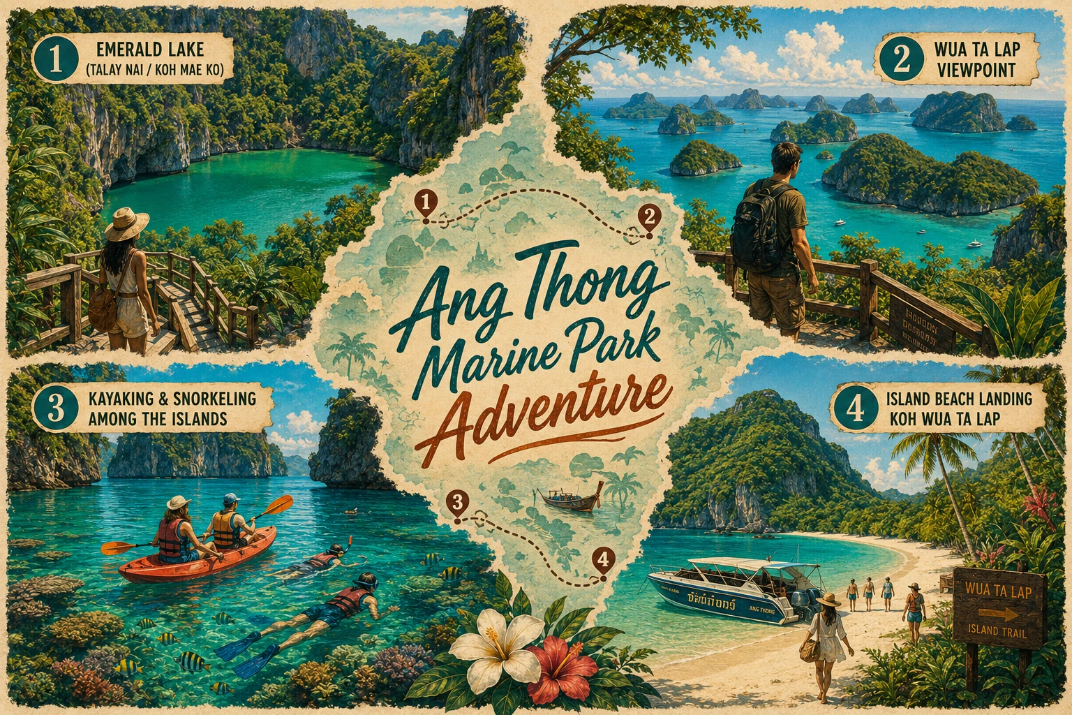 Illustrated Ang Thong Marine Park route