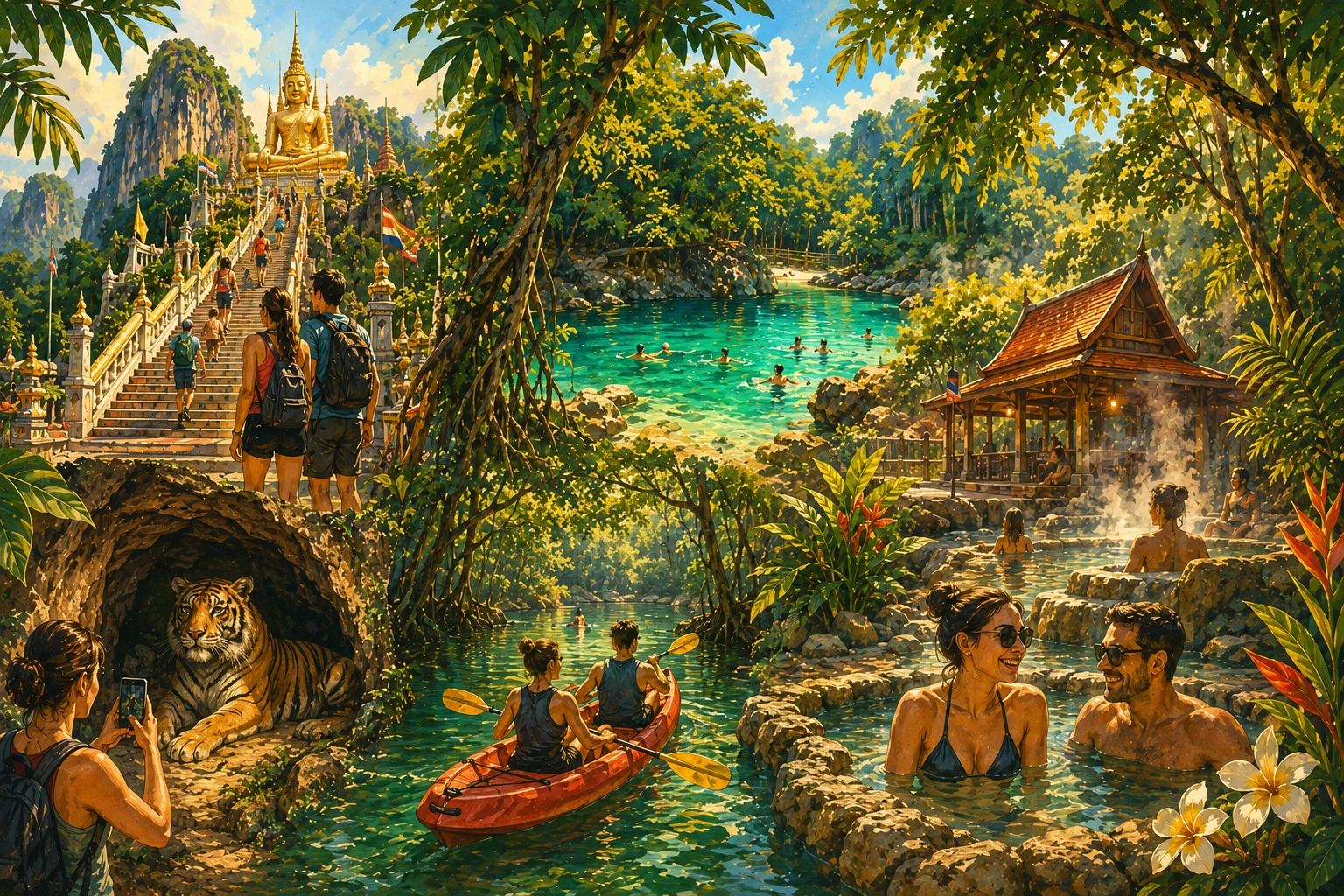 Krabi Tiger Cave, Emerald Pool, and hot springs tour