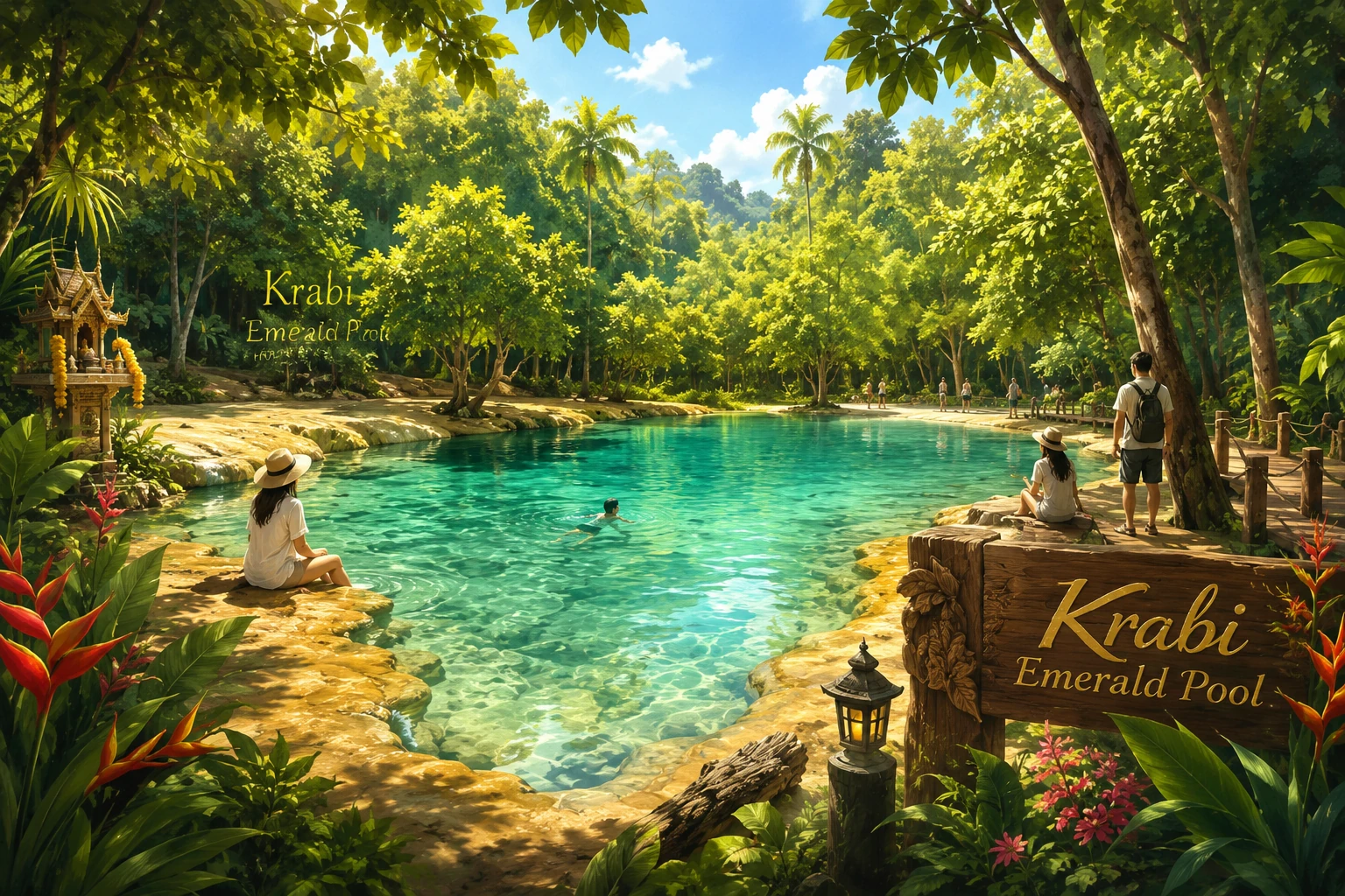Emerald Pool in Krabi's tropical forest