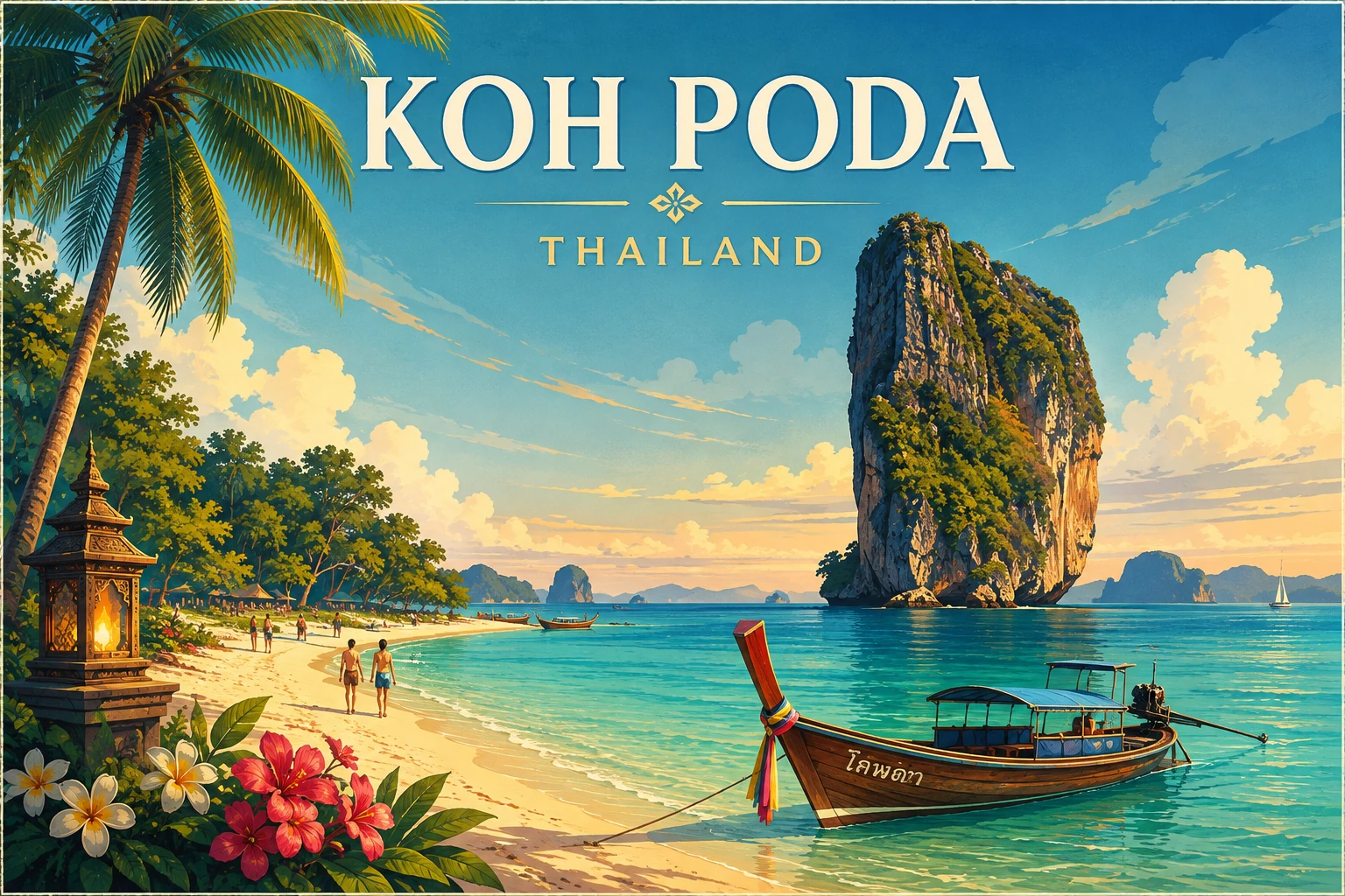 Koh Poda beach and limestone island near Krabi