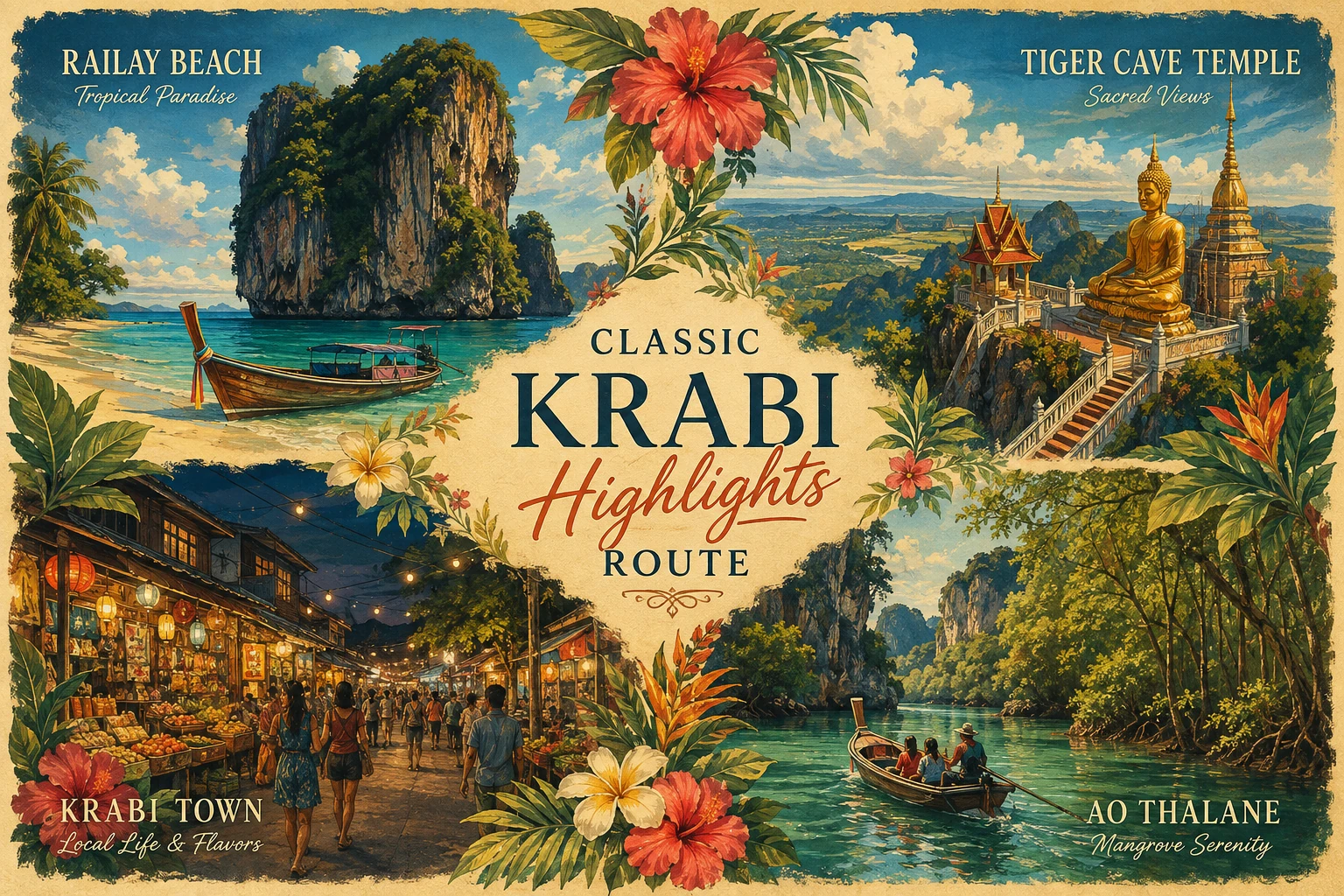 Illustrated classic Krabi highlights route