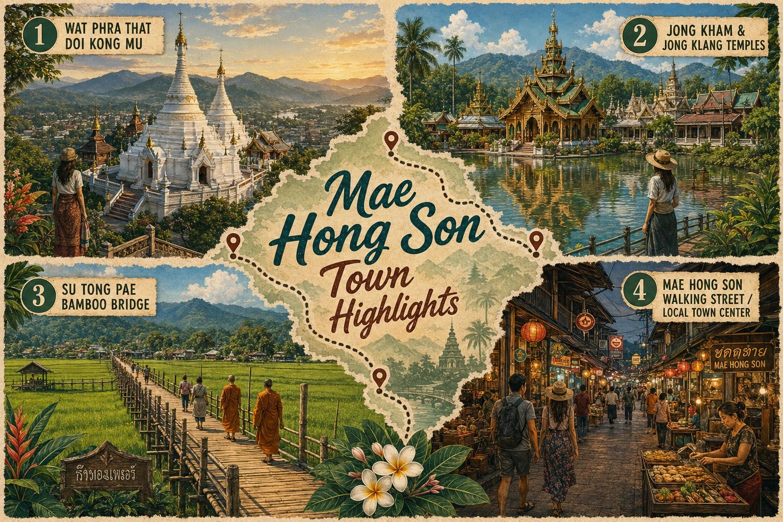 Illustrated Mae Hong Son town route