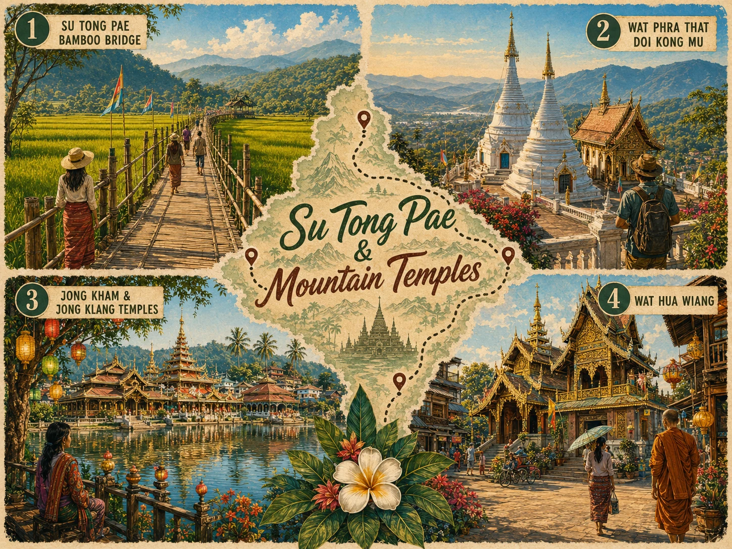 Illustrated Su Tong Pae and temple route