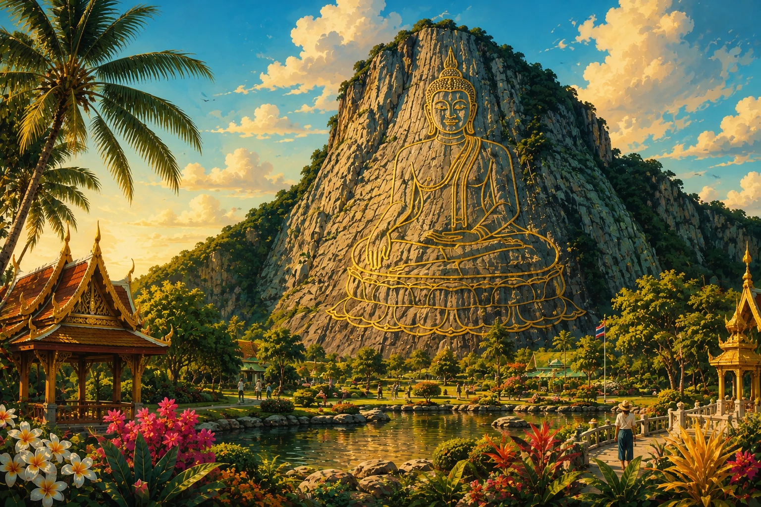 Buddha image outlined on Khao Chi Chan mountain