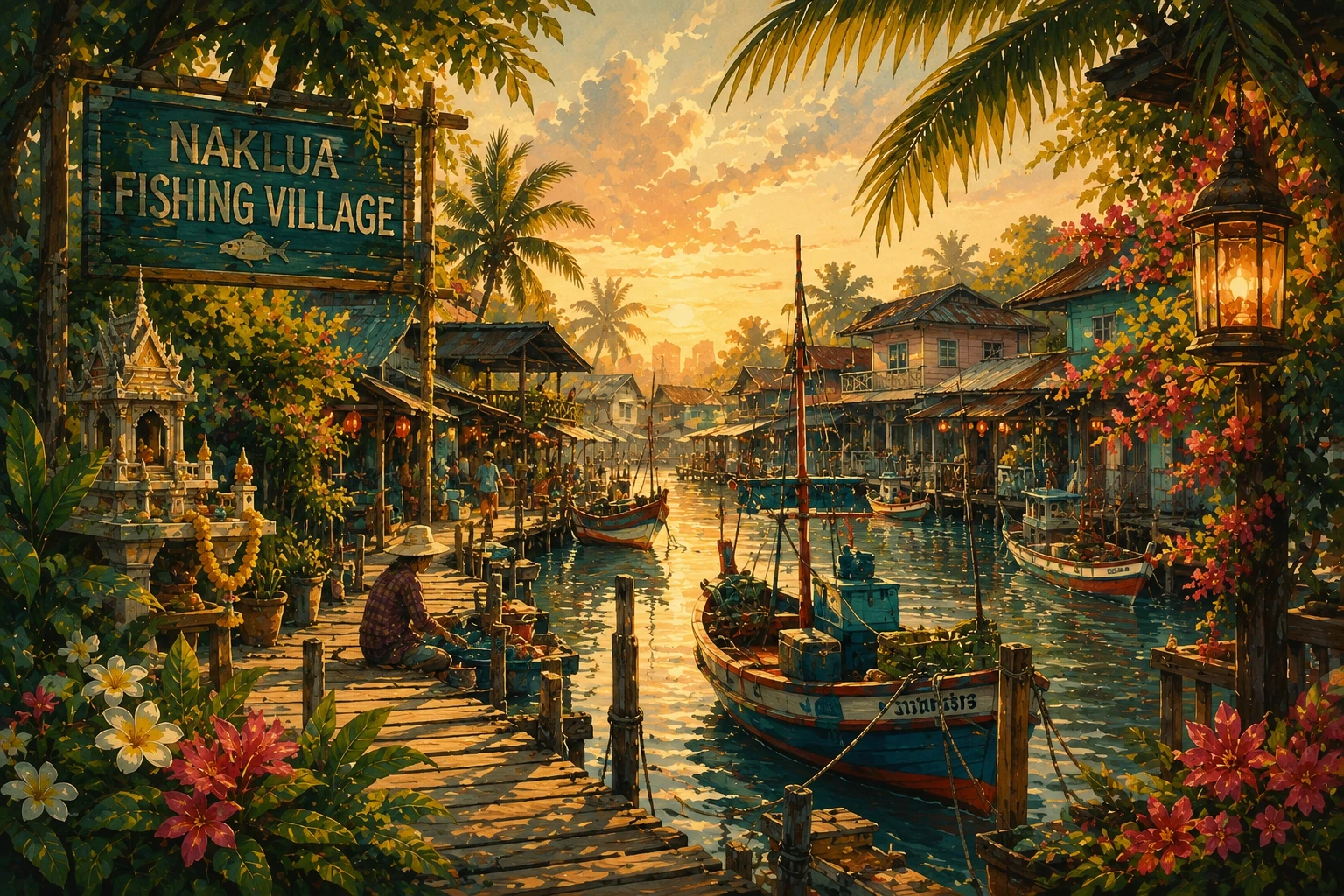 Fishing boats and local life in Naklua village