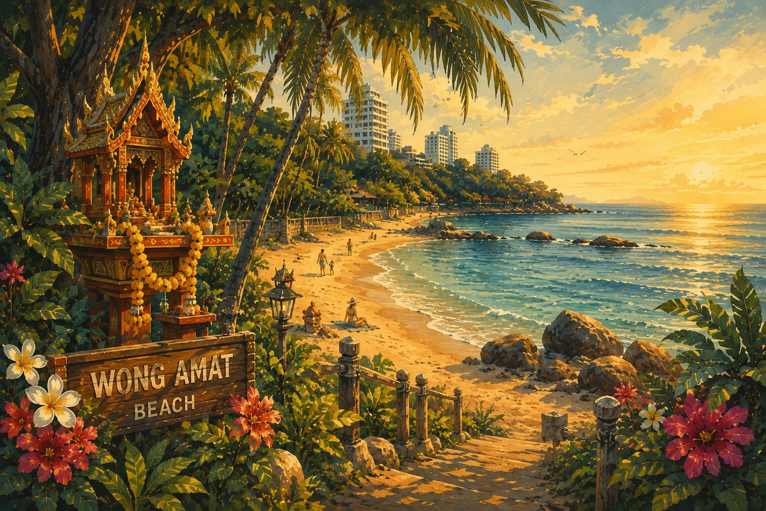 Quiet curve of Wong Amat Beach in Pattaya