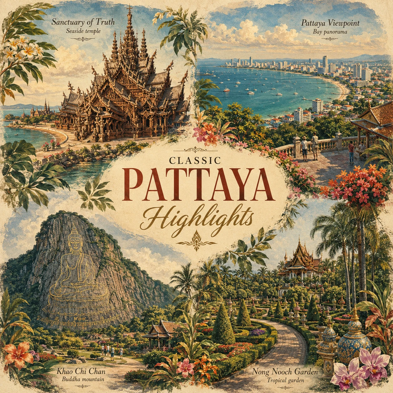 Illustrated classic Pattaya highlights route