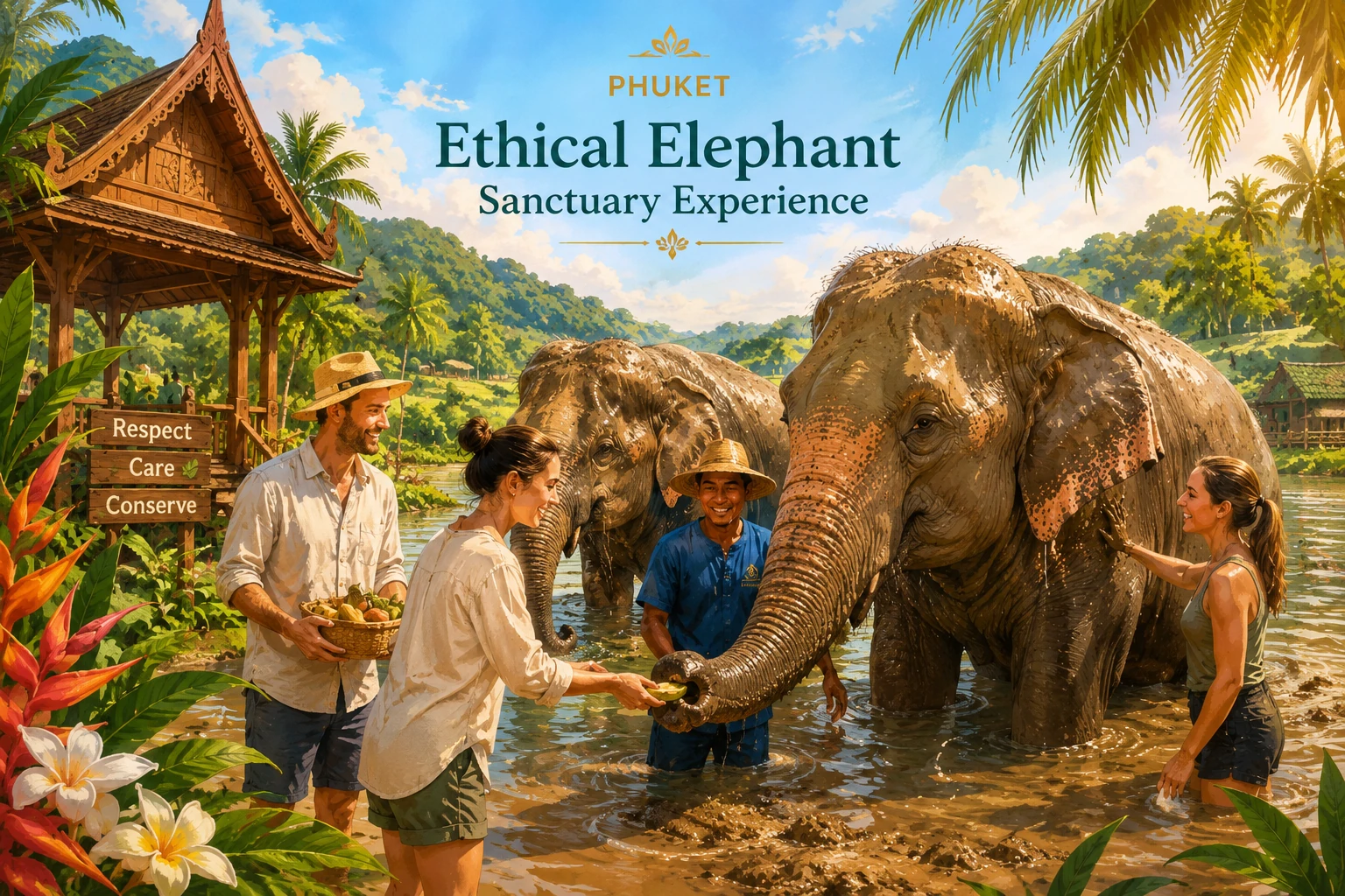 Observation-led ethical elephant sanctuary experience in Phuket