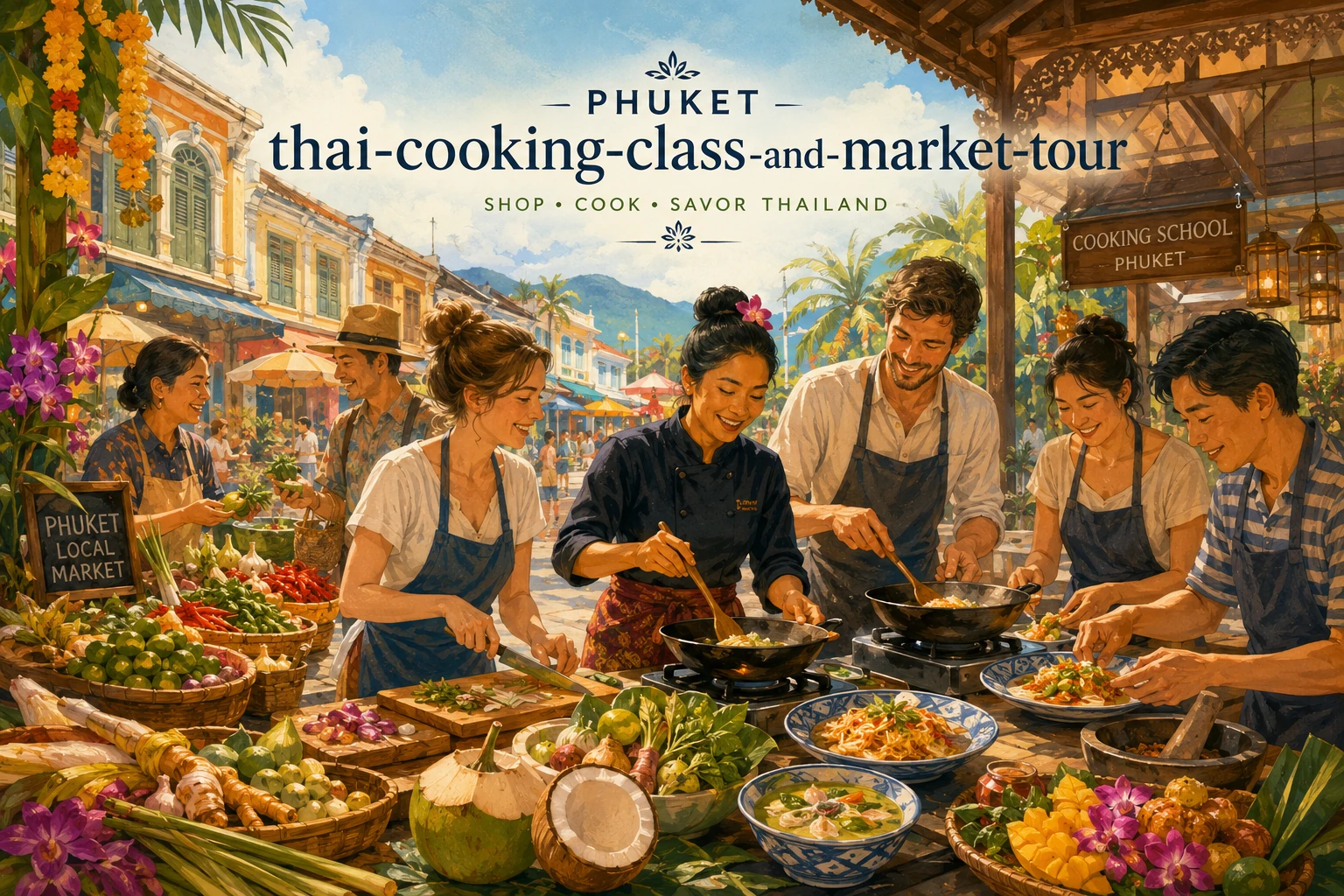 Thai cooking class and market tour in Phuket