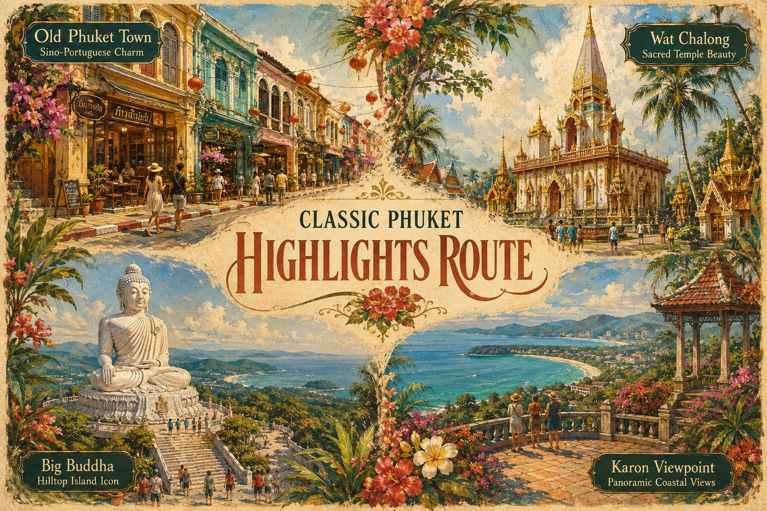 Illustrated classic Phuket highlights route