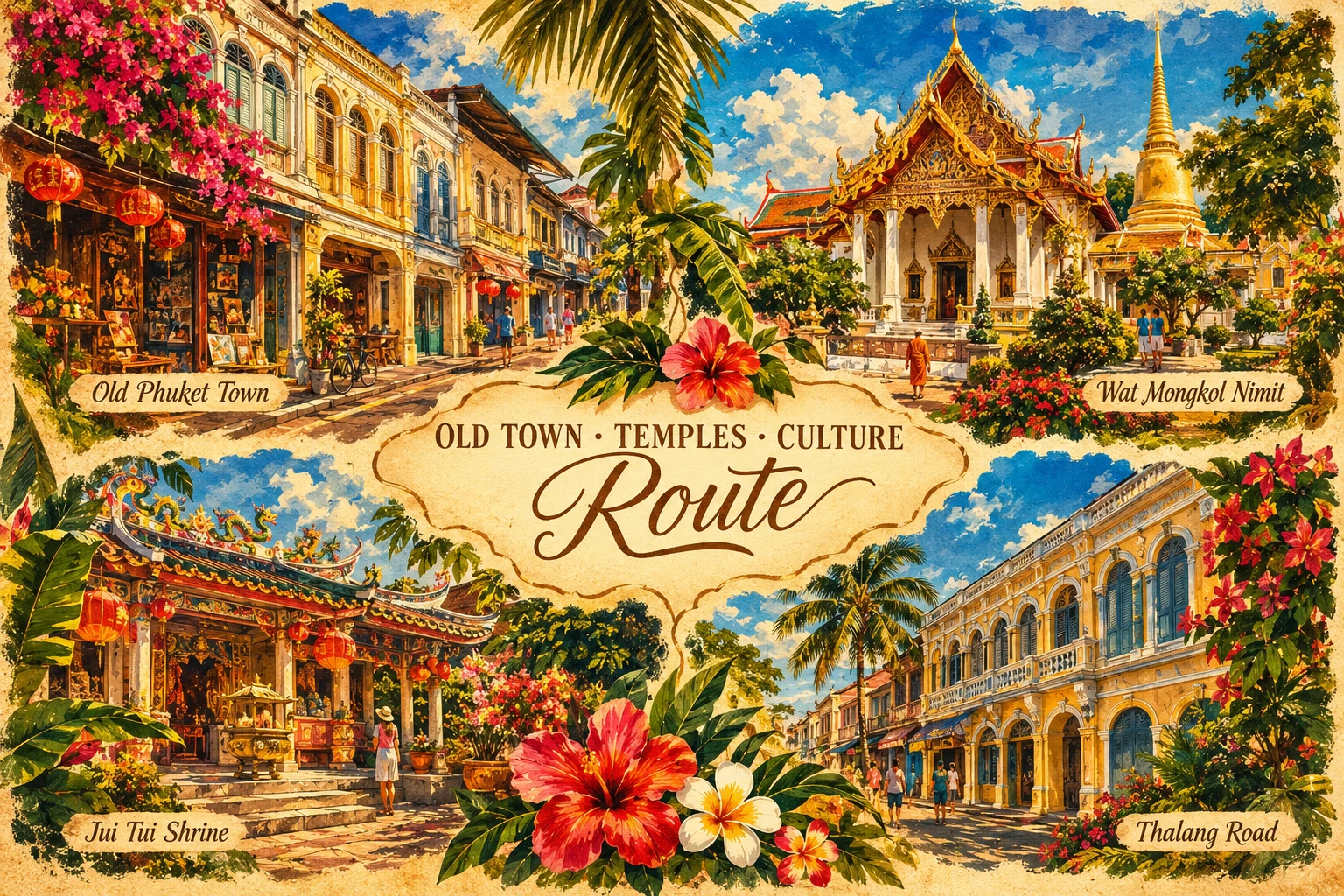 Illustrated Phuket Old Town and temple route