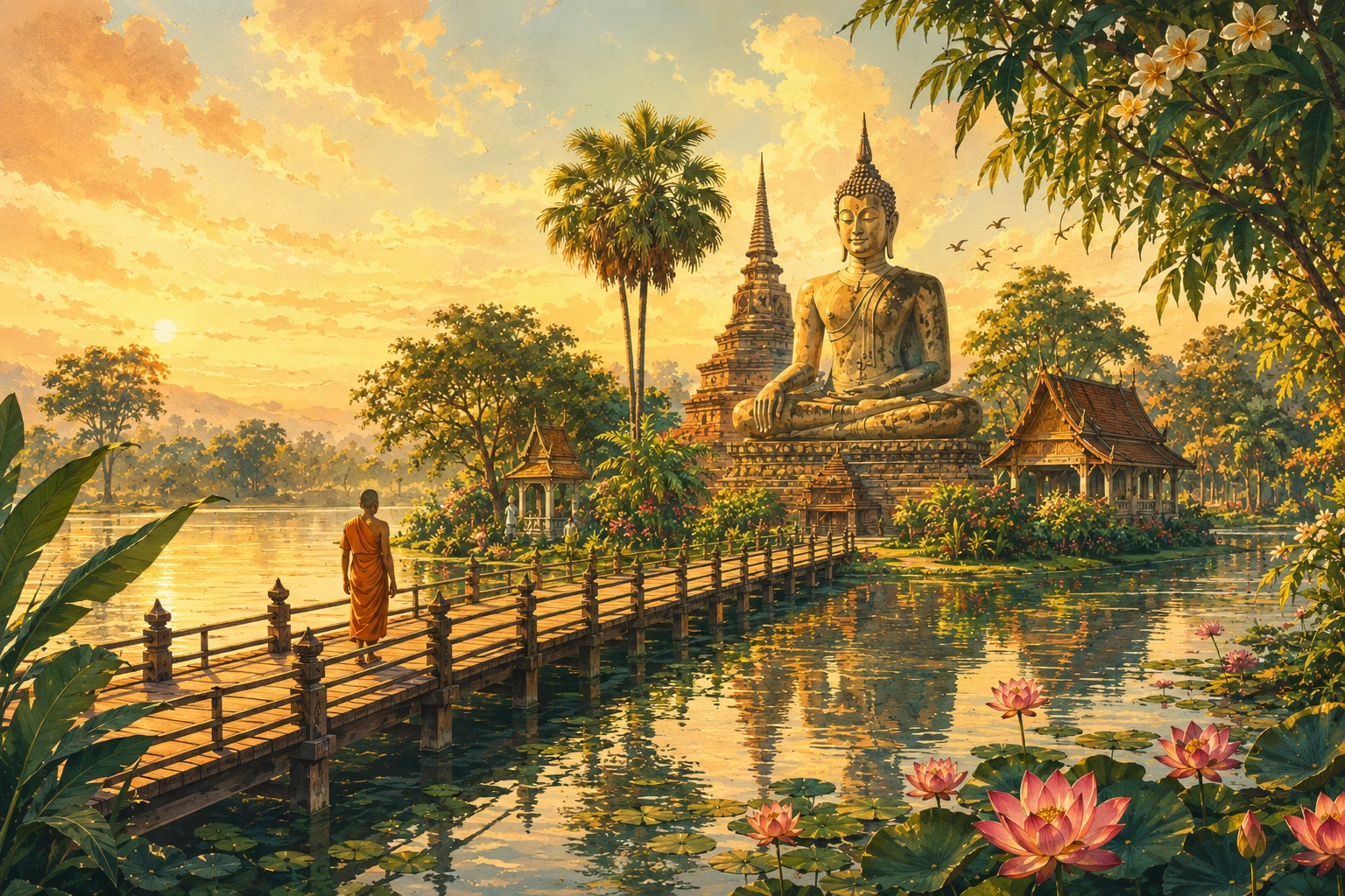 Vintage illustration of Thung Talay Luang and its heart-shaped island
