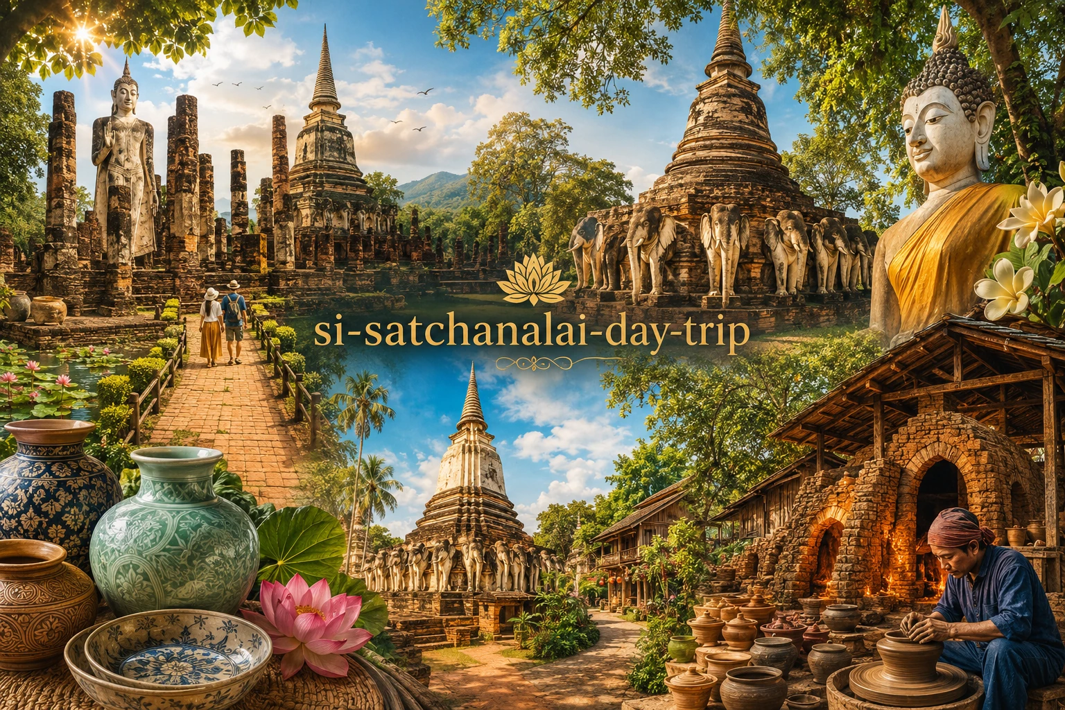 Illustrated day-trip route from Sukhothai to Si Satchanalai