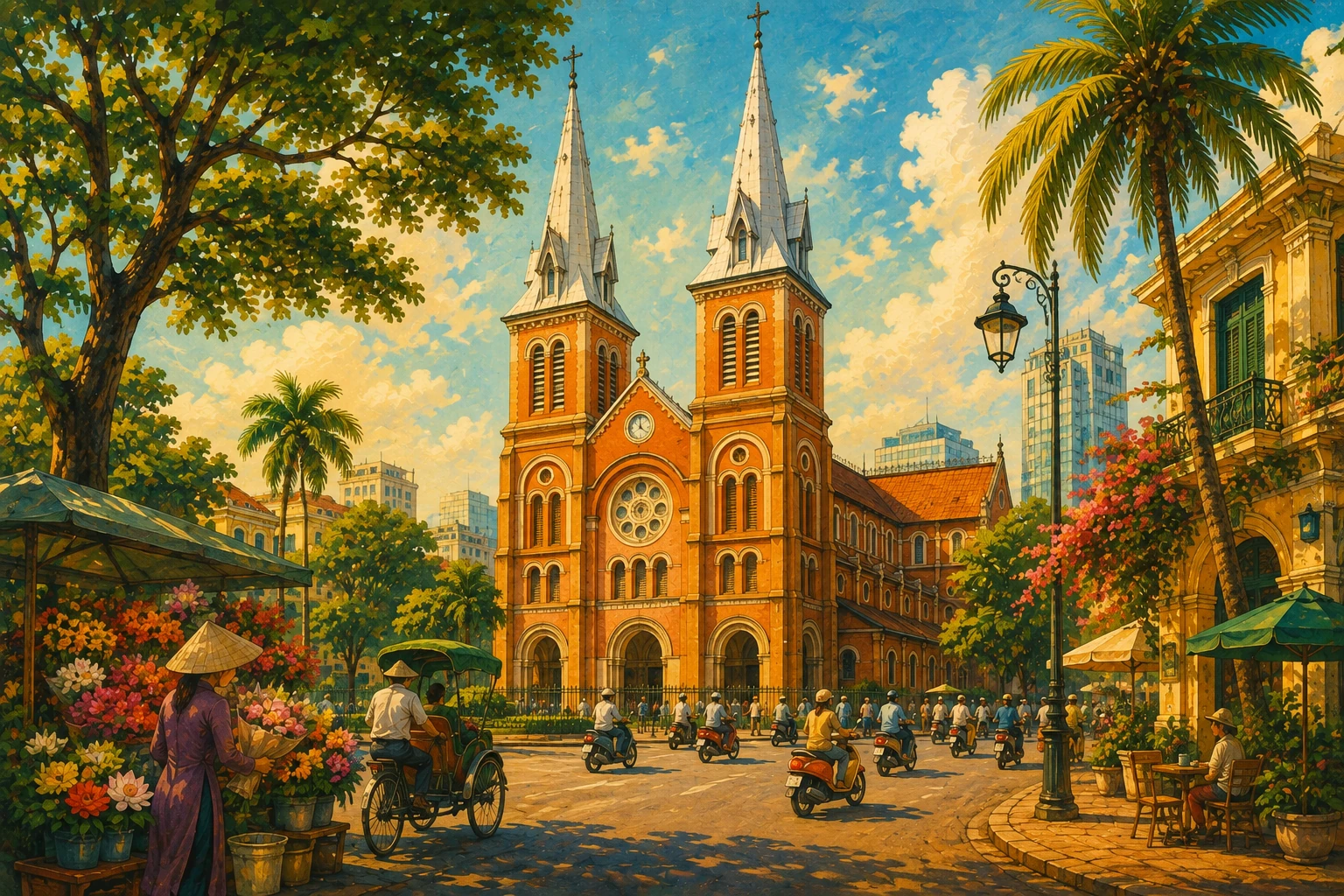Red-brick Notre-Dame Cathedral of Saigon