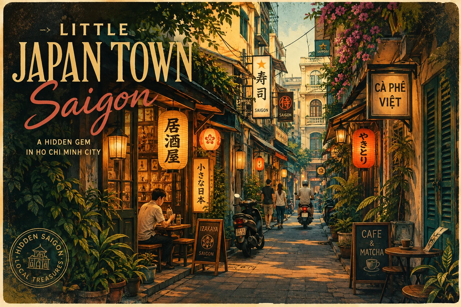 Lantern-lit lane in Saigon's Little Japan Town