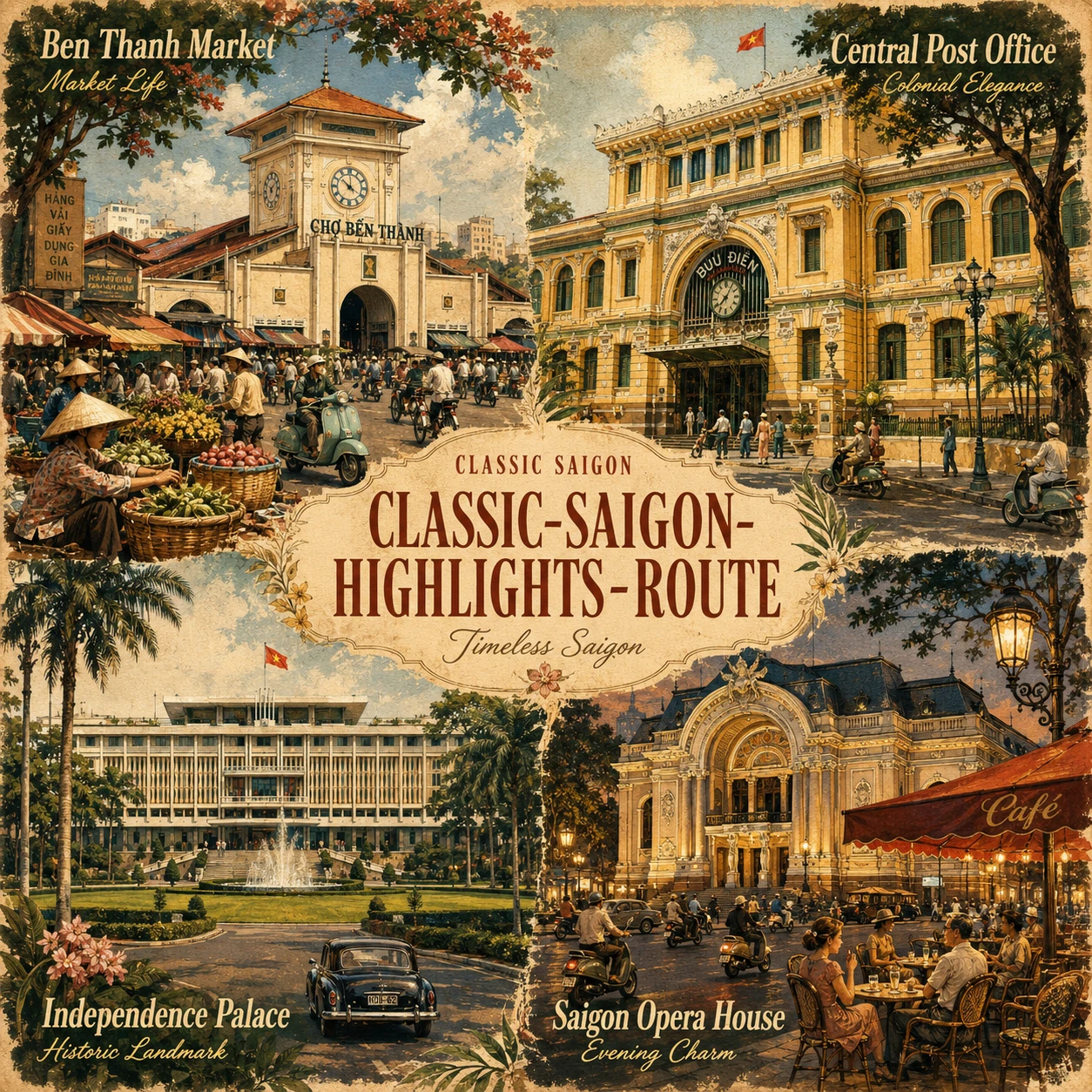 Illustrated classic Saigon highlights route