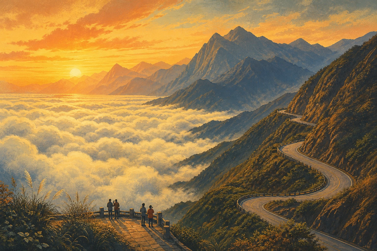 Atmospheric illustrated view of O Quy Ho Pass