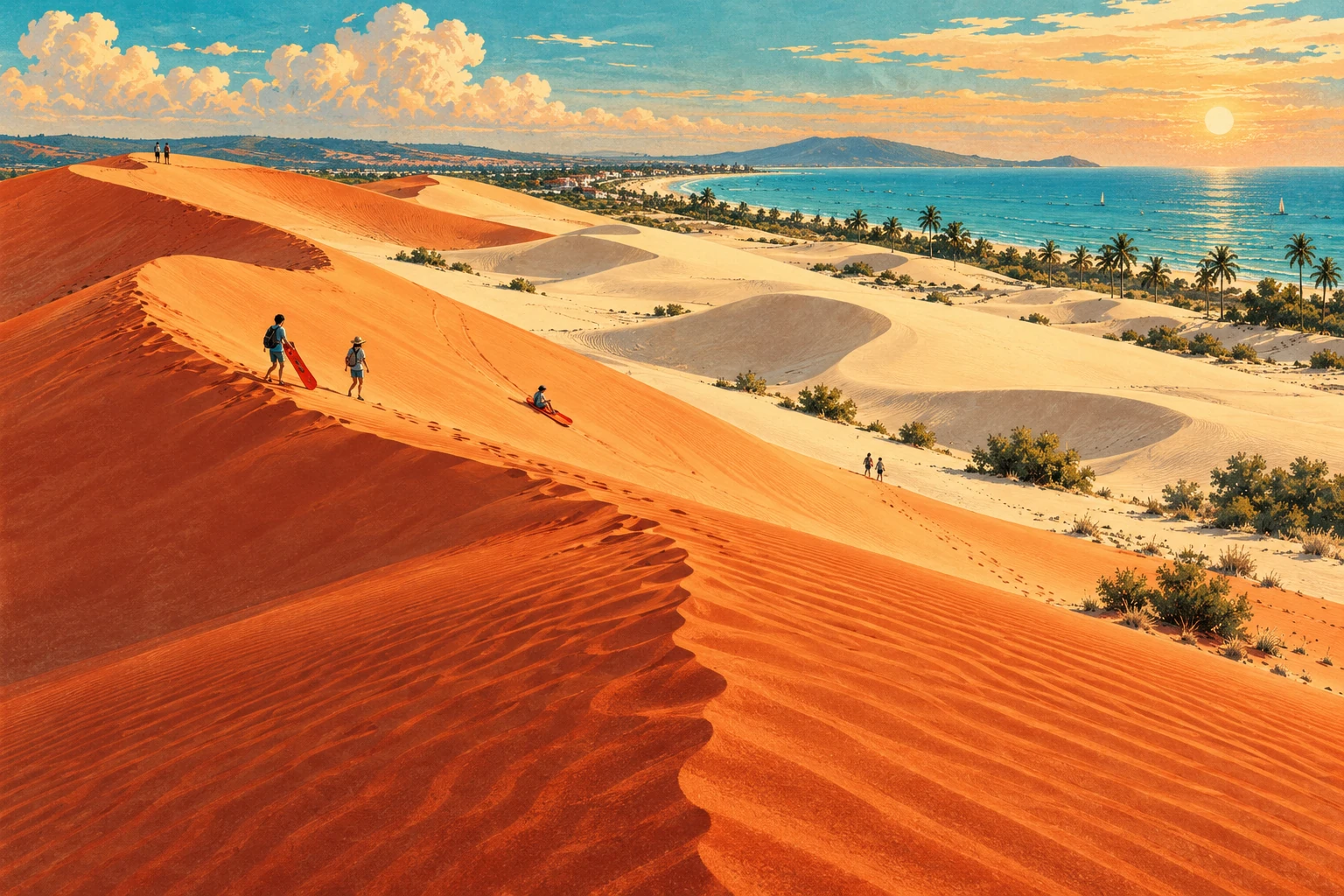 Illustrated view of Mui Ne Sand Dunes in Phan Thiet