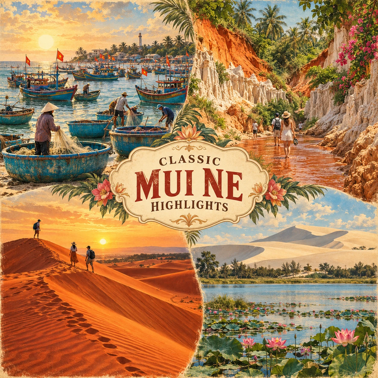 Illustrated Classic Mui Ne Highlights route in Phan Thiet