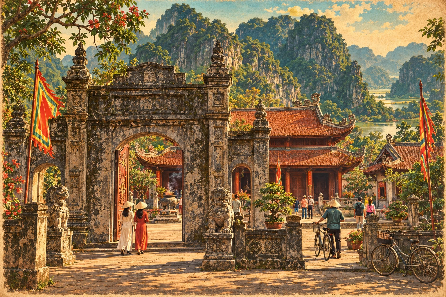 Illustrated view of Hoa Lu Ancient Capital in Ninh Binh