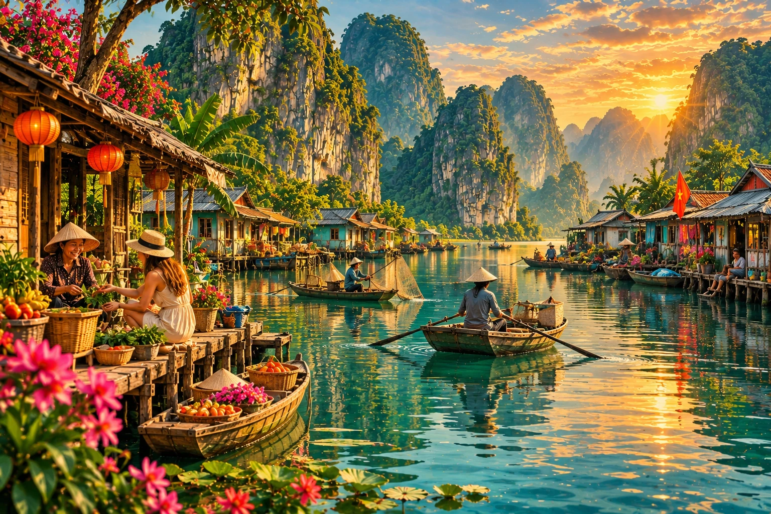 Atmospheric illustrated view of Kenh Ga Floating Village