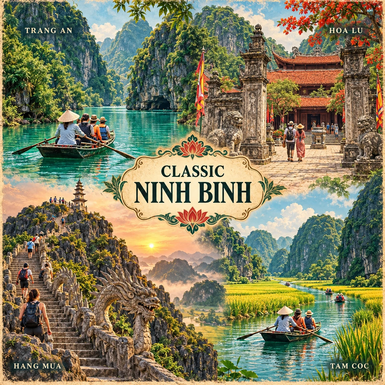Illustrated Classic Ninh Binh Highlights route in Ninh Binh