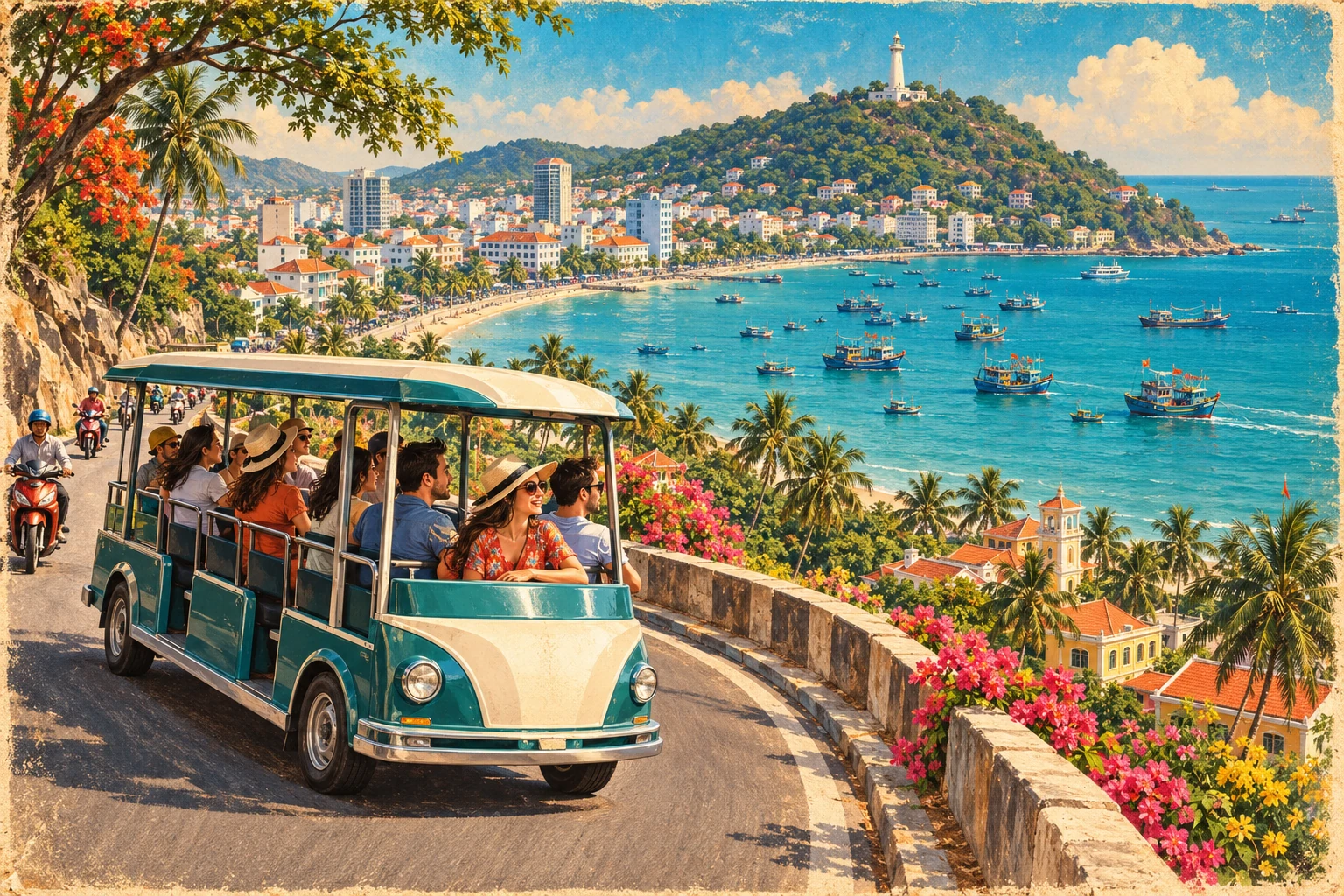 Travelers enjoying Vung Tau Coastal Sightseeing Tour in Vung Tau