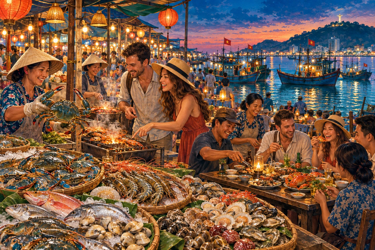 Travelers enjoying Vung Tau Seafood Tour in Vung Tau
