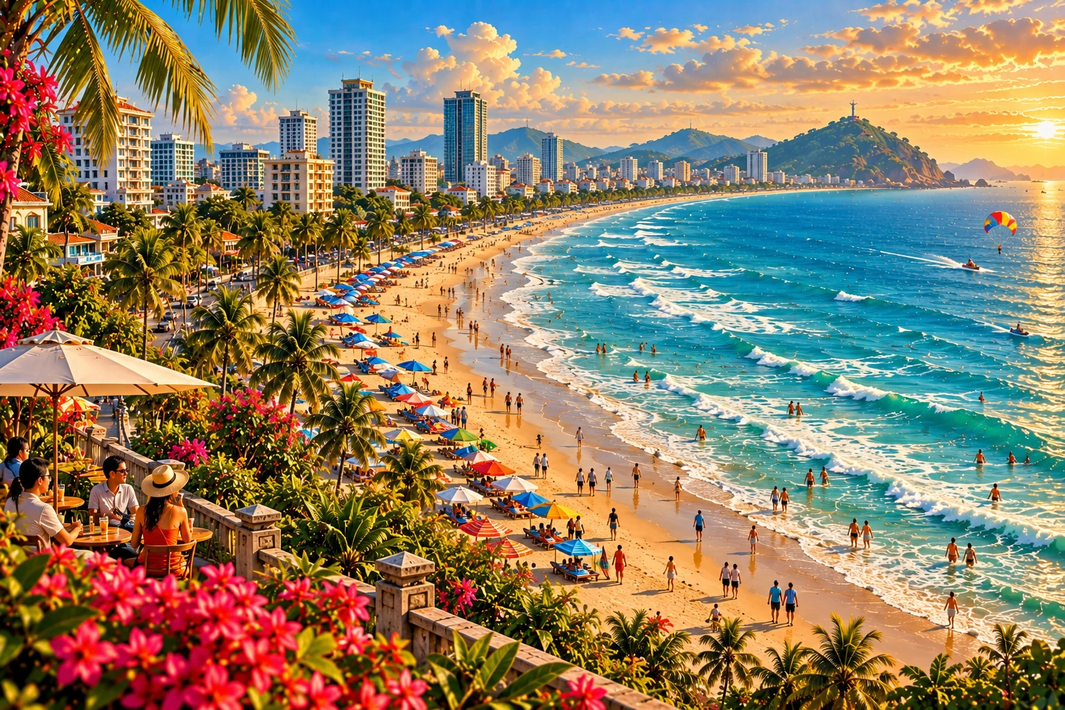 Illustrated view of Back Beach in Vung Tau