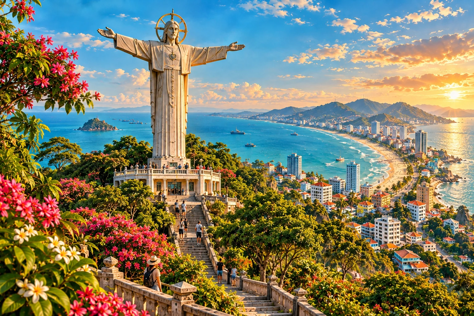 Illustrated view of Christ The King Statue in Vung Tau